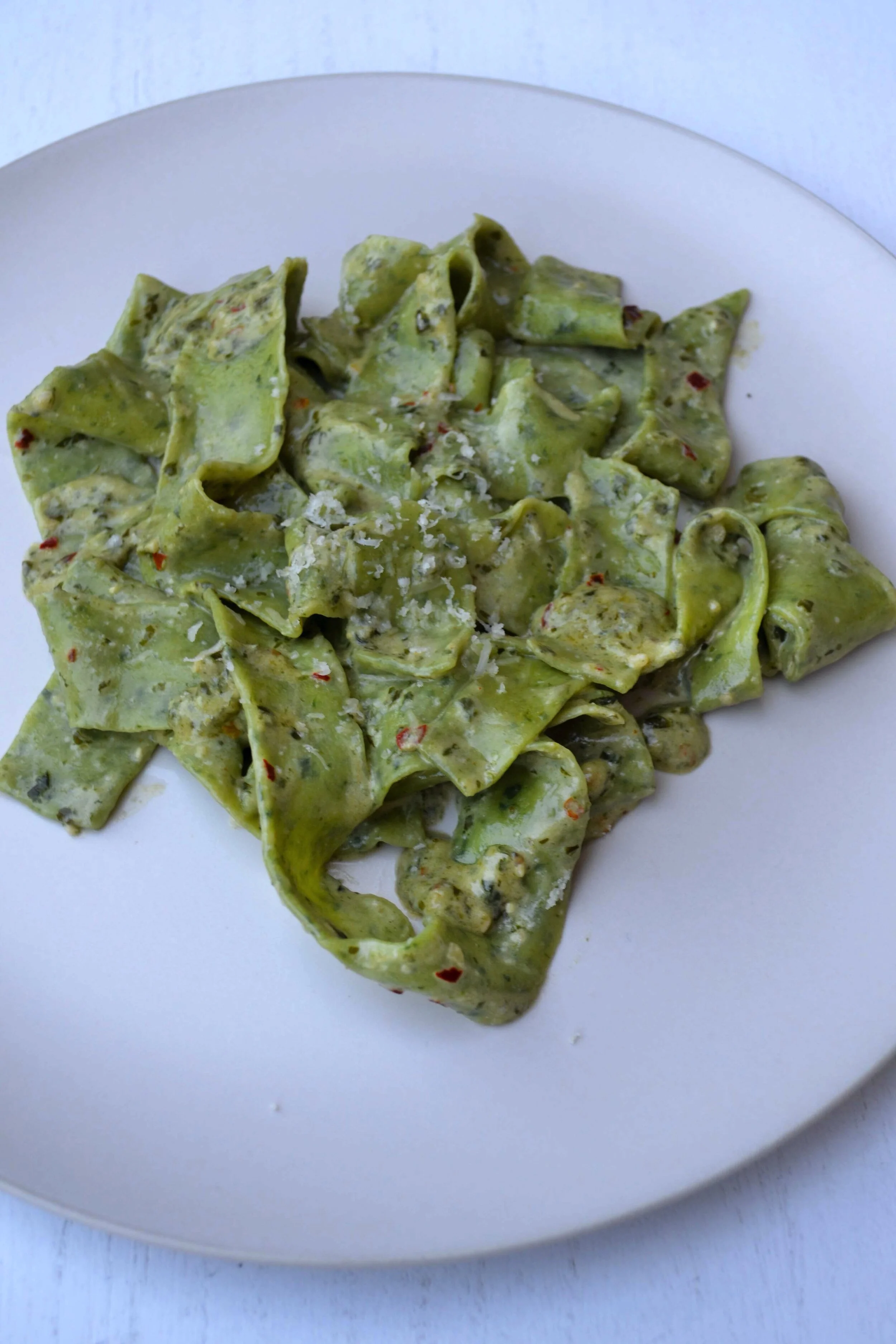 Pappardelle in a Creamy Pesto