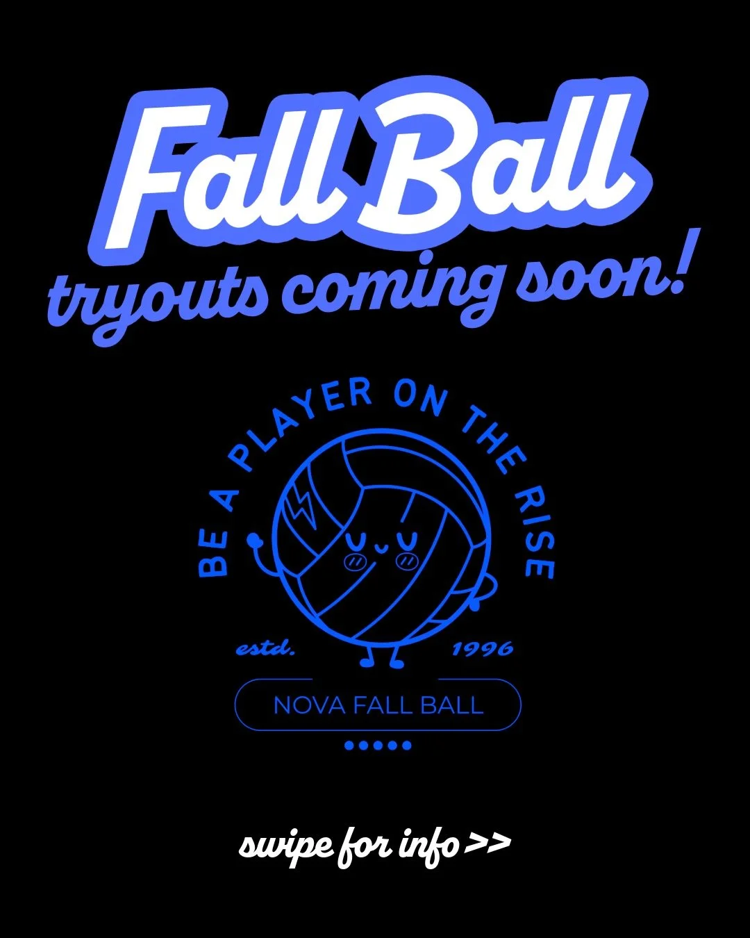 Fall Ball 2026 Tryouts now live for registration! Keep your training up year round by joining Nova Nation for Fall Ball! Open to 5-8th graders and any 9th grader that does not play on a high school team. 
Swipe for more info! 

Questions? Send us an 