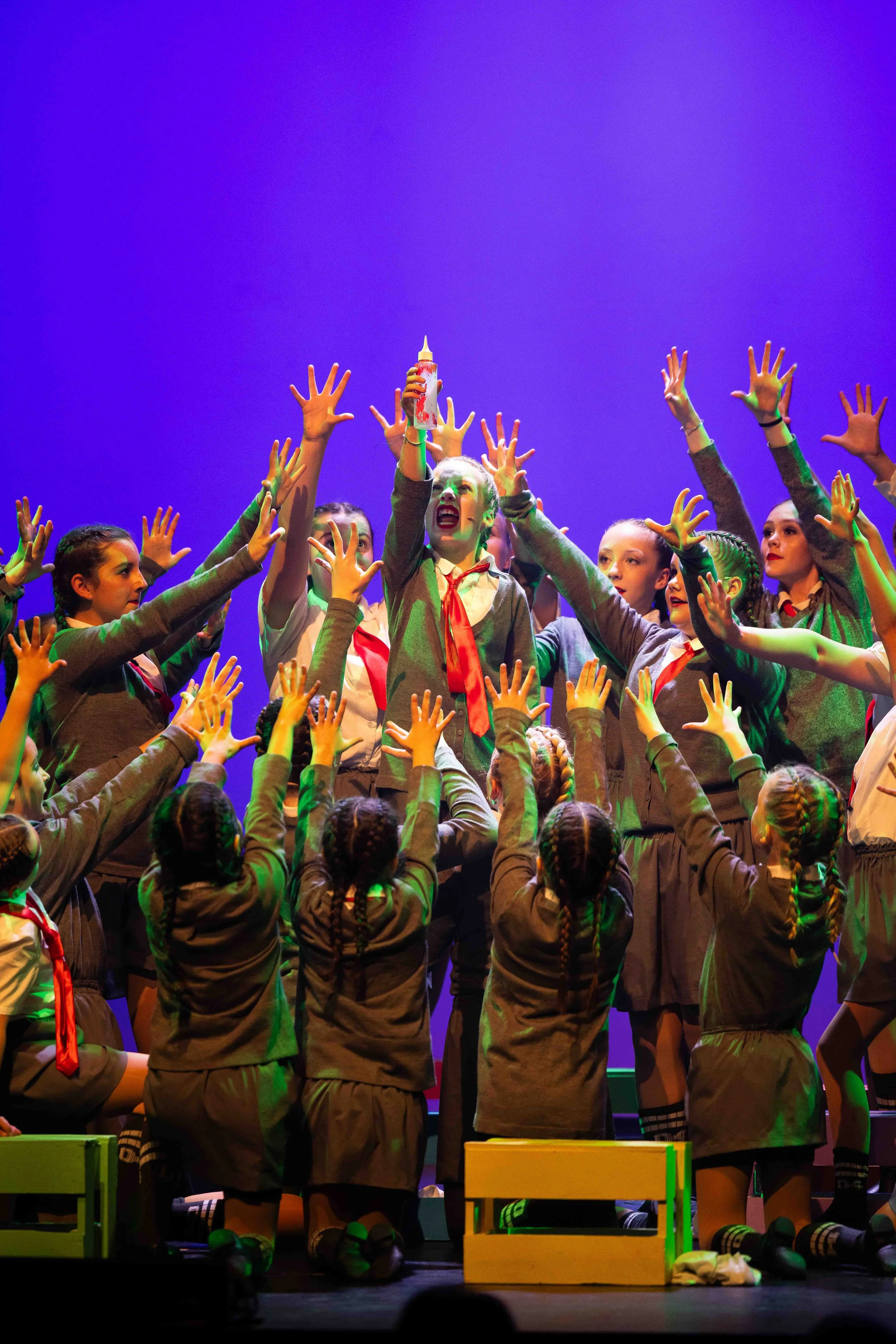 Studio42 students performing 'Naughty' from Matilda the Musical in a Christchurch Musical Theatre class.