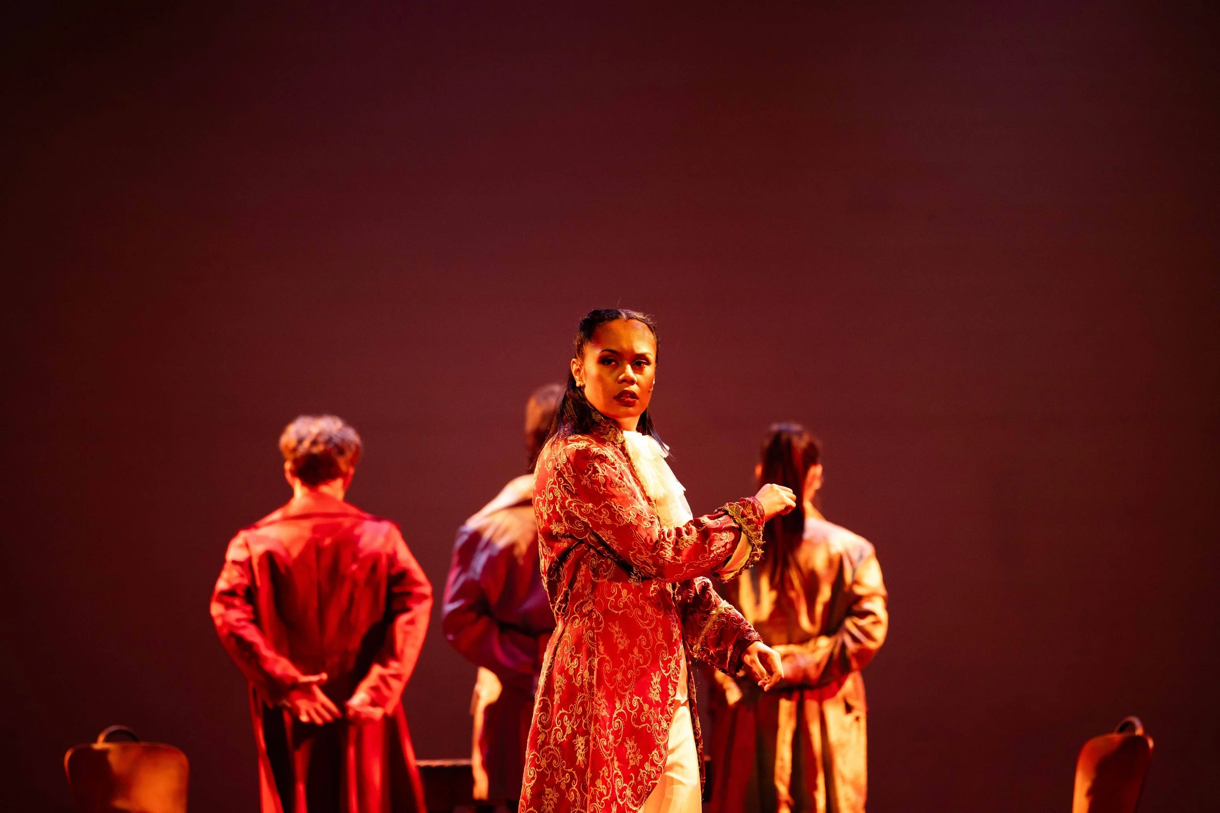 Studio42 adult students performing 'The Room Where it Happens' from Hamilton the Musical in a Christchurch Musical Theatre class.