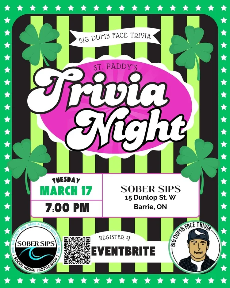 St. Patrick's Day Trivia at Sober Sips in Barrie