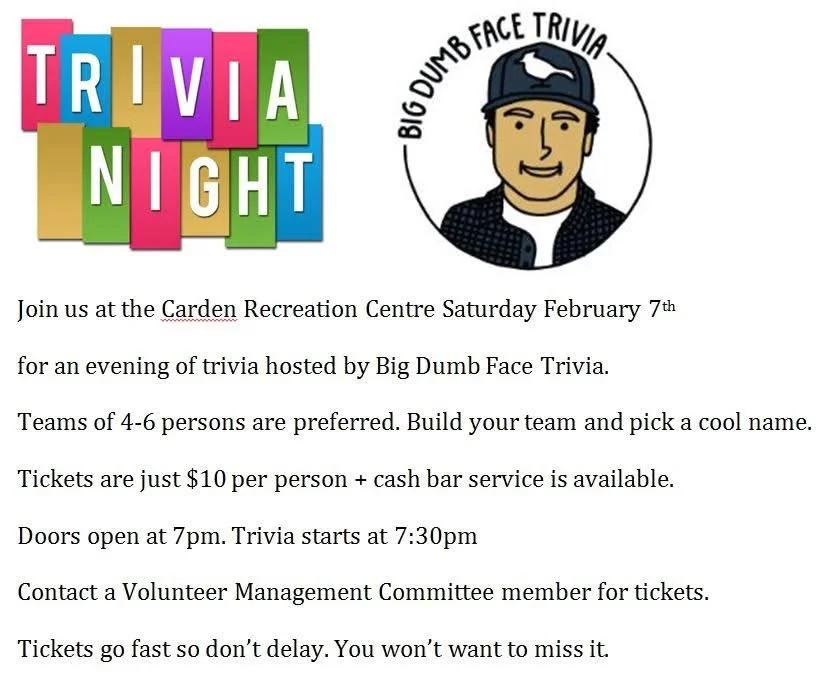 Big Dumb Face Trivia at the Carden Recreation Centre