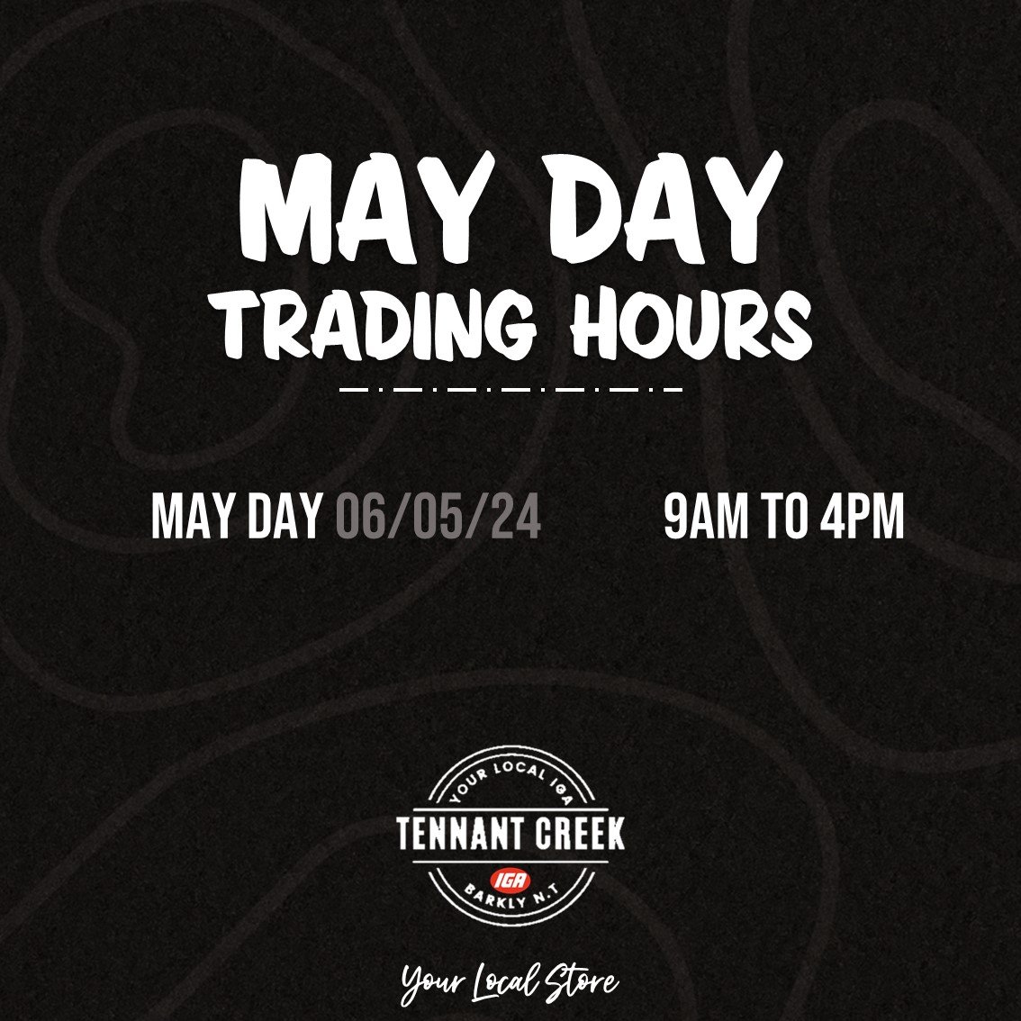 Our May Day trading hours this upcoming Monday 🛒