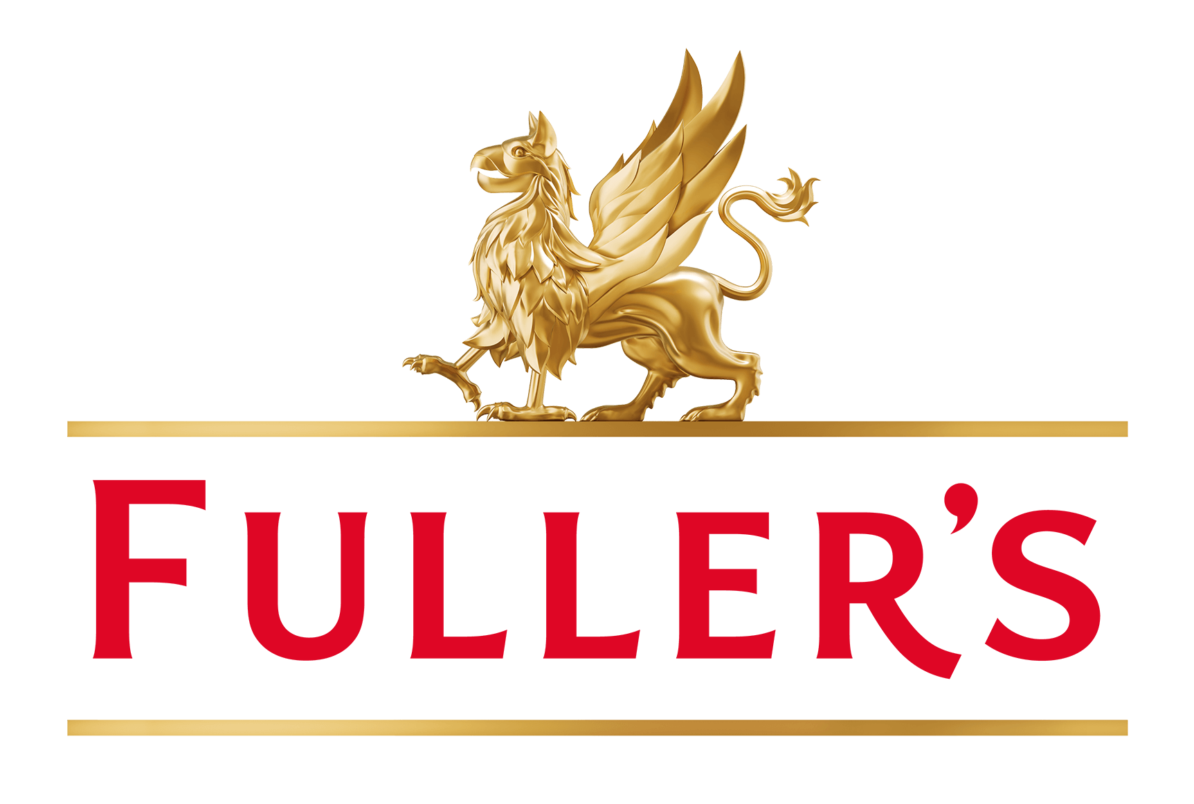 Gold lion with wings on a black background, with the word FULLER'S in bold red letters beneath it, separated by a gold line.