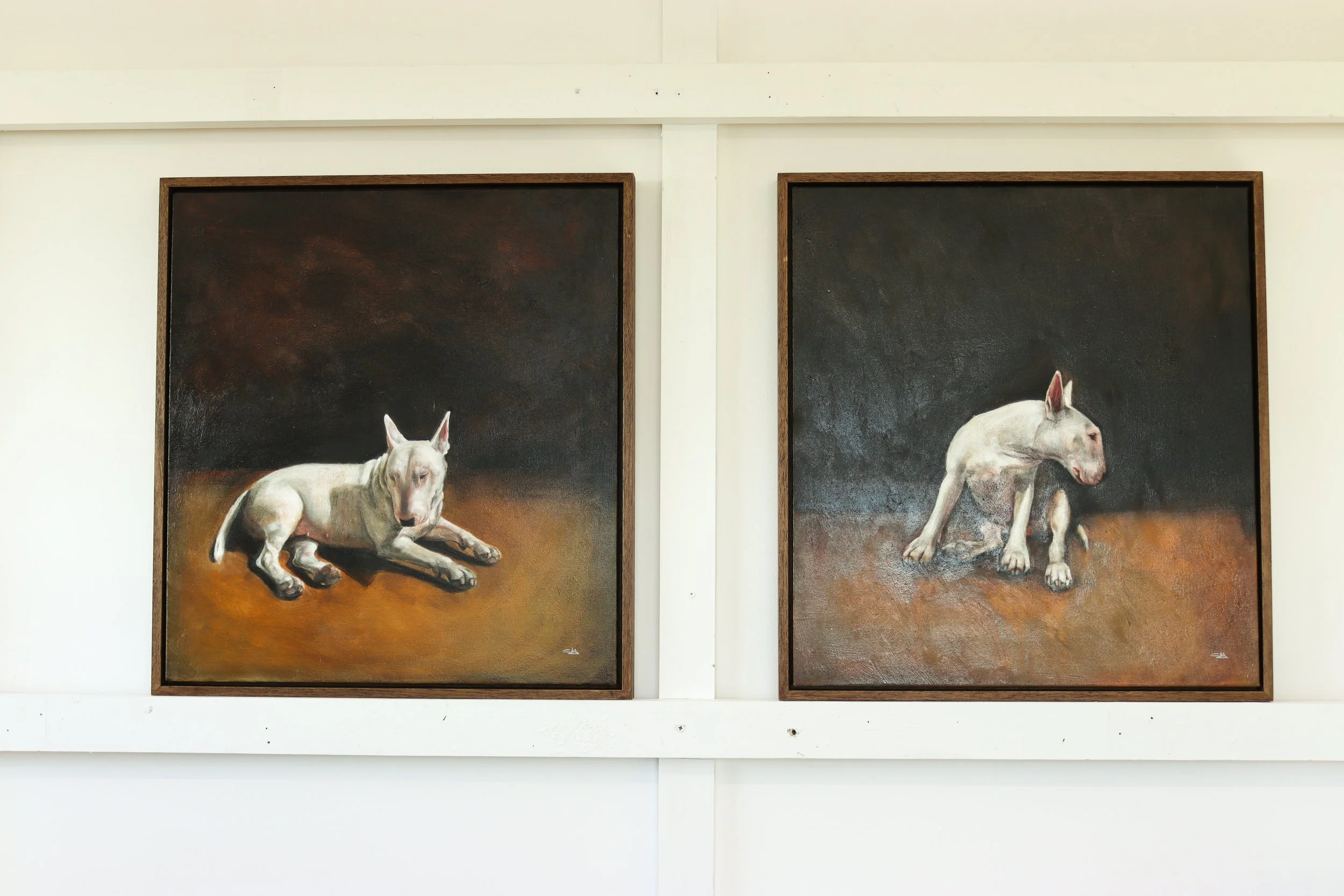 (alongside Contemplating mischief) 22”x 24” Oil on Canvas, Tray framed, dark wood waxed.