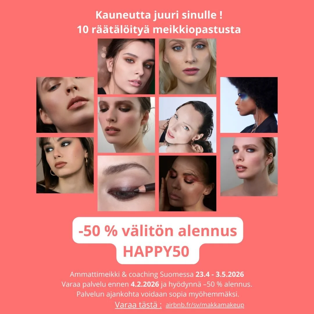 💫10 uutta r&auml;&auml;t&auml;l&ouml;ity&auml; ehostusopastusts ja Premium-meikkauspalvelua nyt AirBnB:ss&auml; huipputarjouksessa viel&auml; 10 p&auml;iv&auml;n ajan !

Valitse sinulle omanlaisesi, tarpeittesi mukaan. 
Saat 4.2  asti - 50 % alennuk