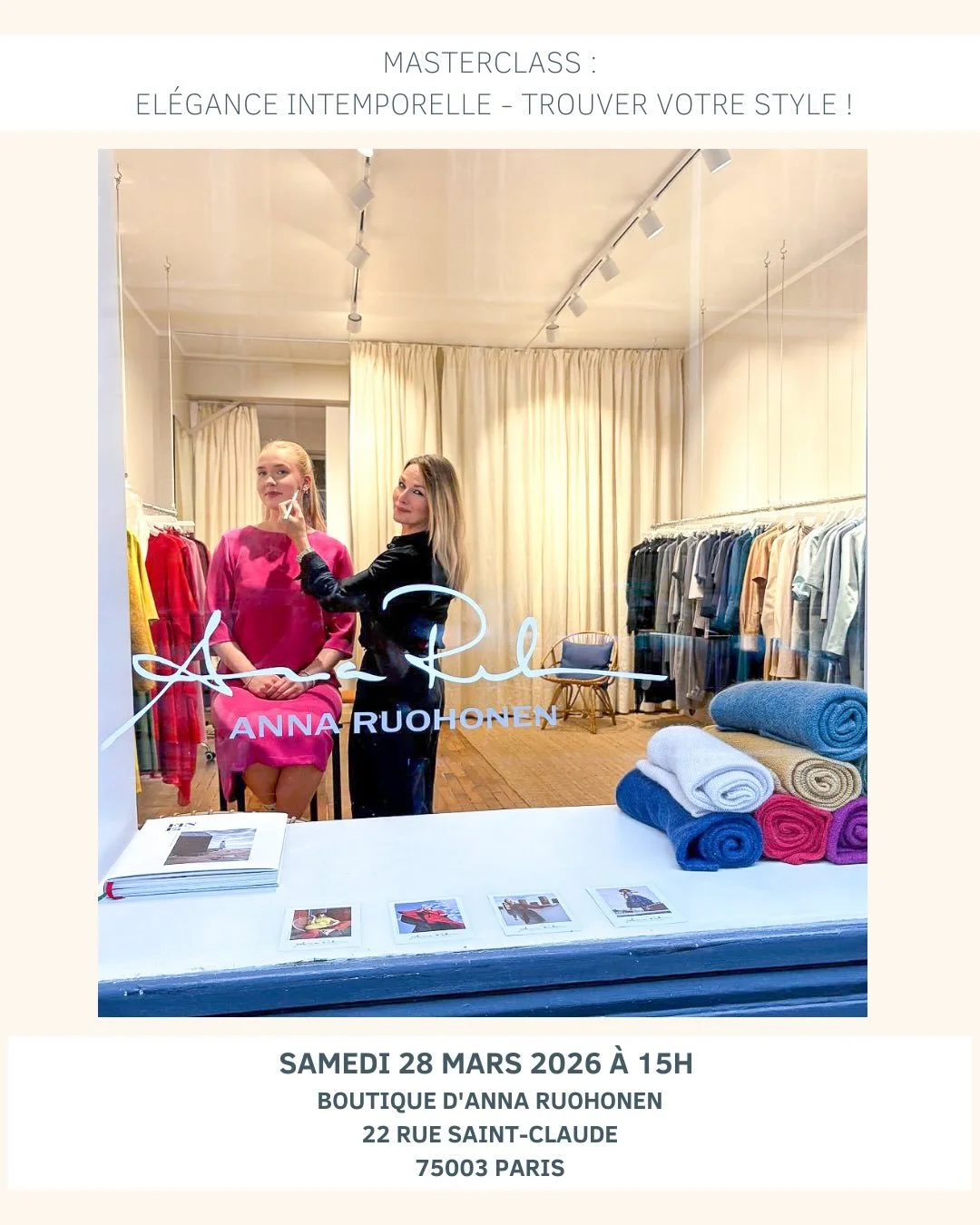 Masterclass exclusive : L&rsquo;&Eacute;l&eacute;gance Intemporelle &ndash; Trouver votre style!

Ch&egrave;re amie du style,

J&rsquo;ai le grand plaisir de te convier &agrave; un &eacute;v&eacute;nement d&rsquo;exception sous le signe de la beaut&e