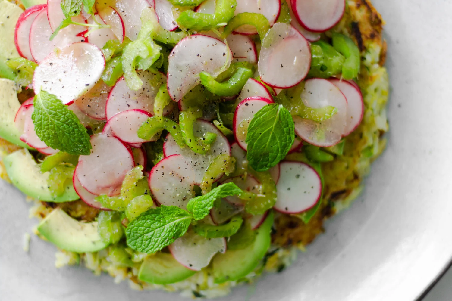 Crispy Rice Cake (with celery salad + avocado) — Cherbourg Bakery