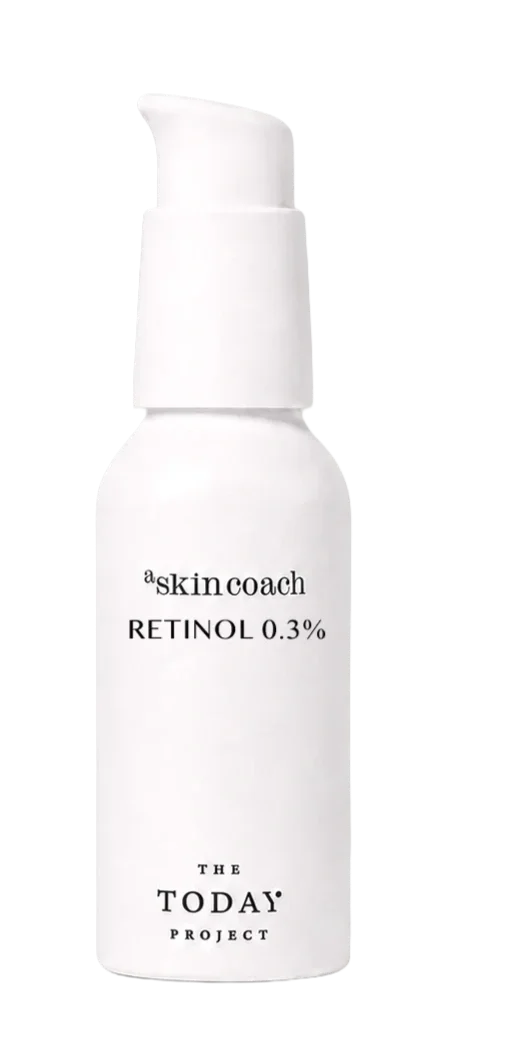 A white pump bottle labeled "Skinceach RETINOL 0.3%" with the branding "The Today Project" at the bottom.