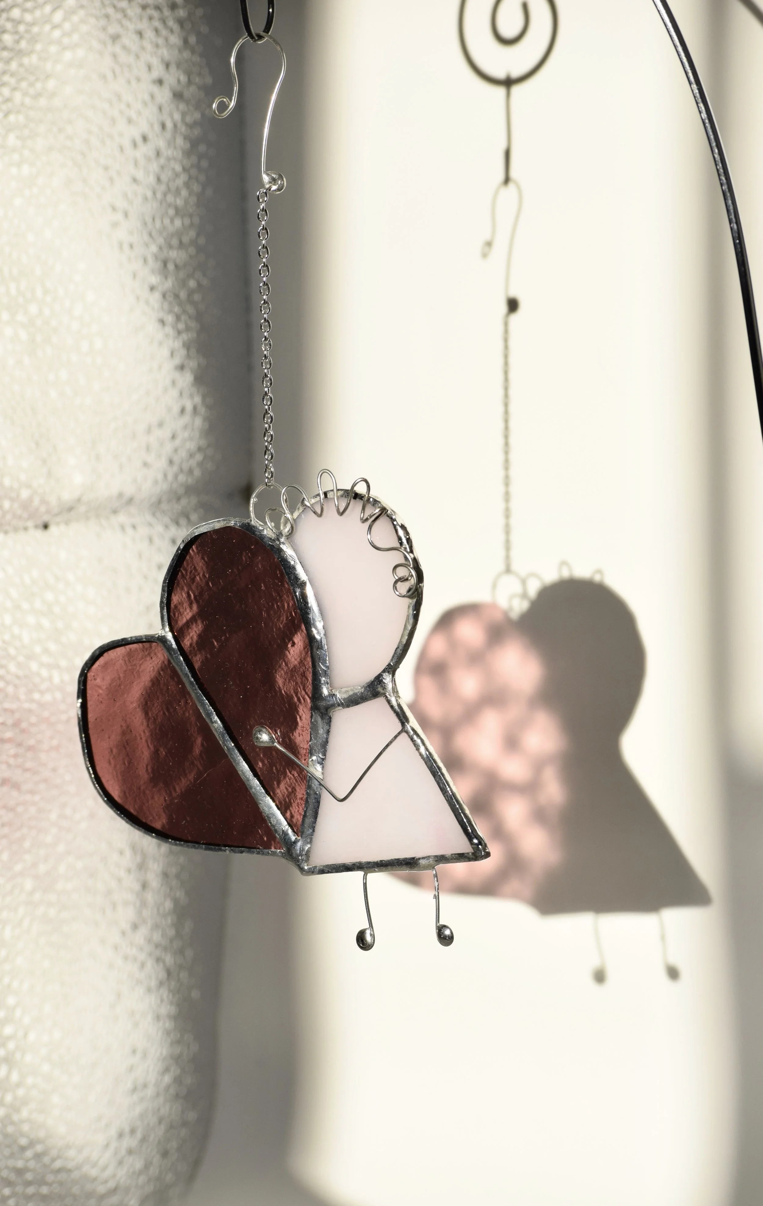 Sun Catcher Girl and heart, (Aprox. size 10 × 10cm - free UK delivery) created by Melody Lipscombe