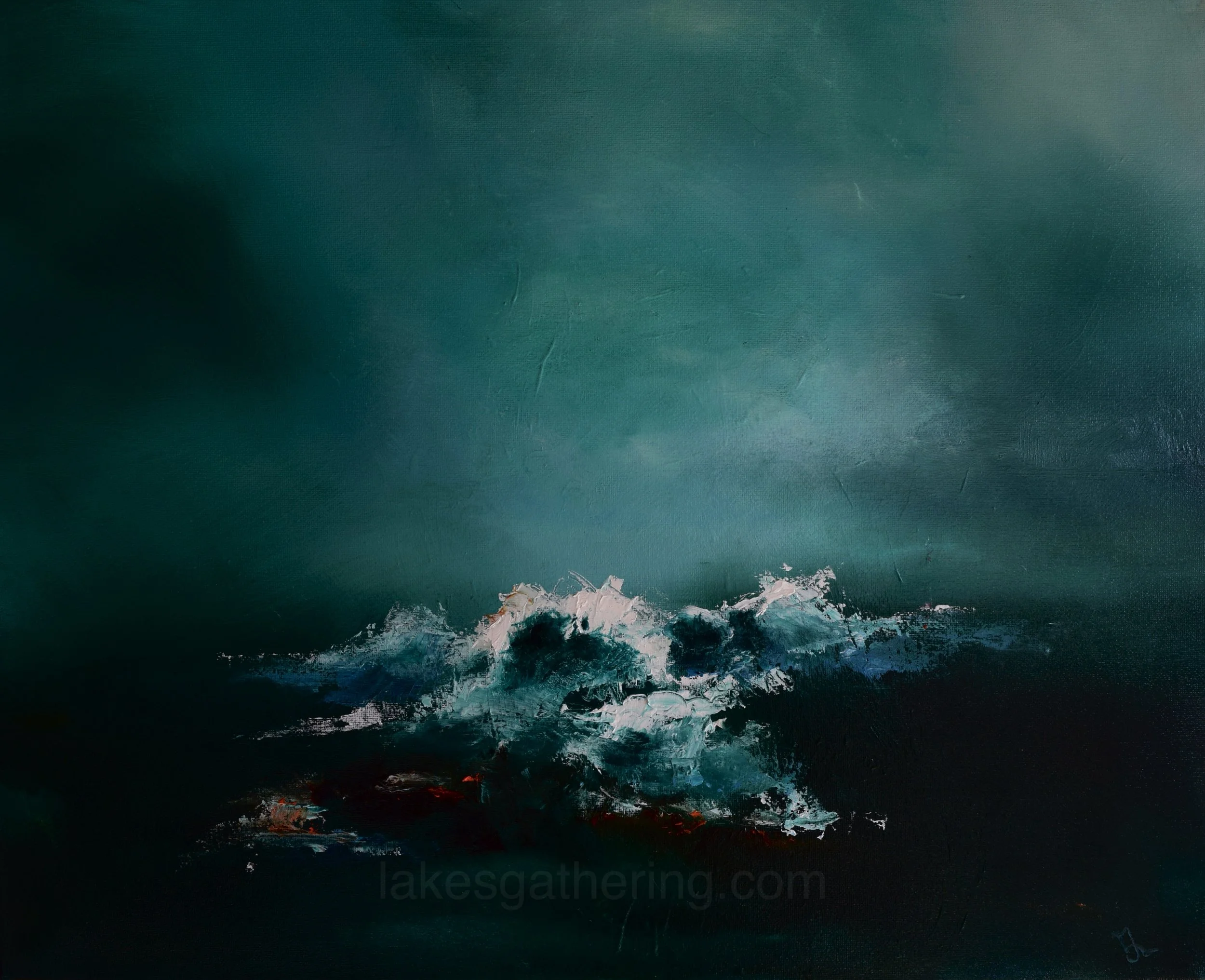 Oil painting seascape  (16 x 20” oil on canvas - free UK delivery) original oil painting in a white floating frame by John Lipscombe