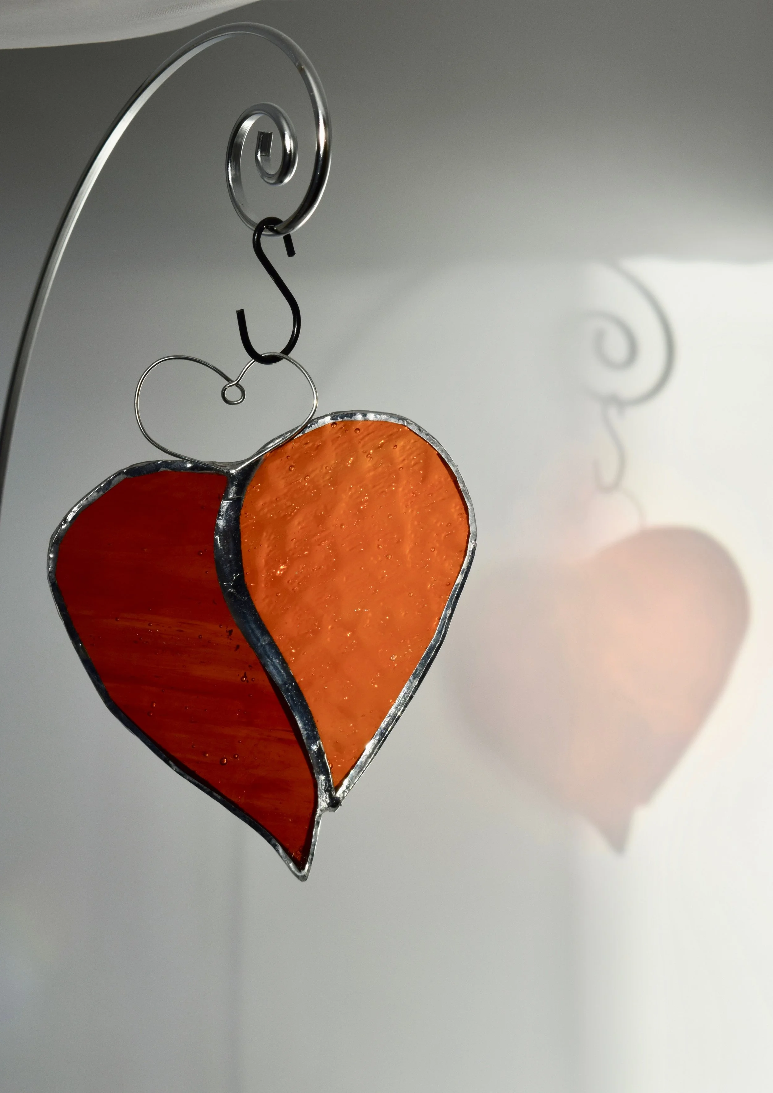 Sun Catcher Valentine heart, 2 tone red (Aprox. size 10 × 10cm - free UK delivery) created by Melody Lipscombe