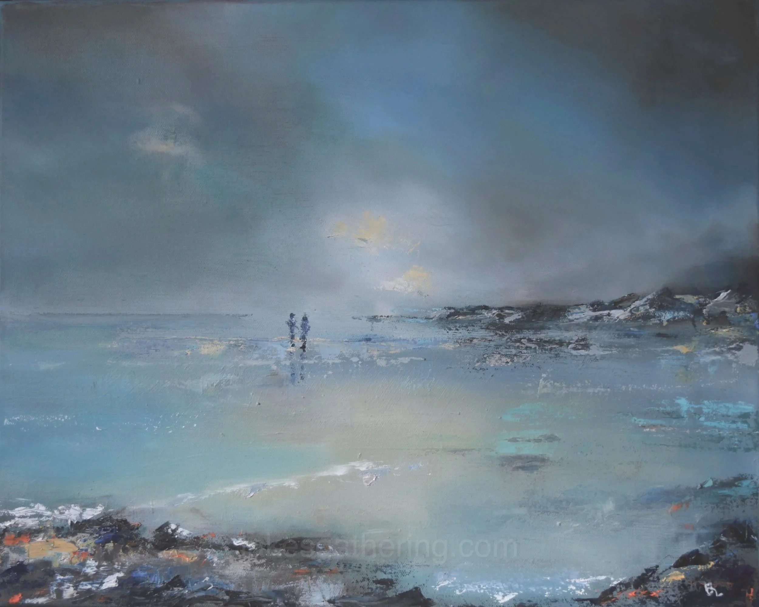 John Lipscombe original oil on canvas painting. Wild Seascape,  in a bronze, floating effect frame. 16 x 20” inch - free UK delivery.