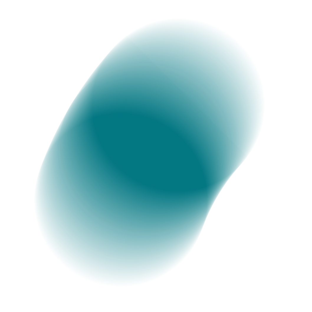 Abstract turquoise 3D oval shape on a black background.