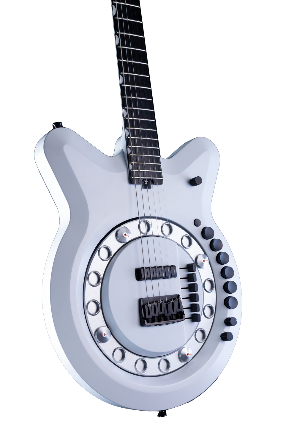 A white Circle Guitar