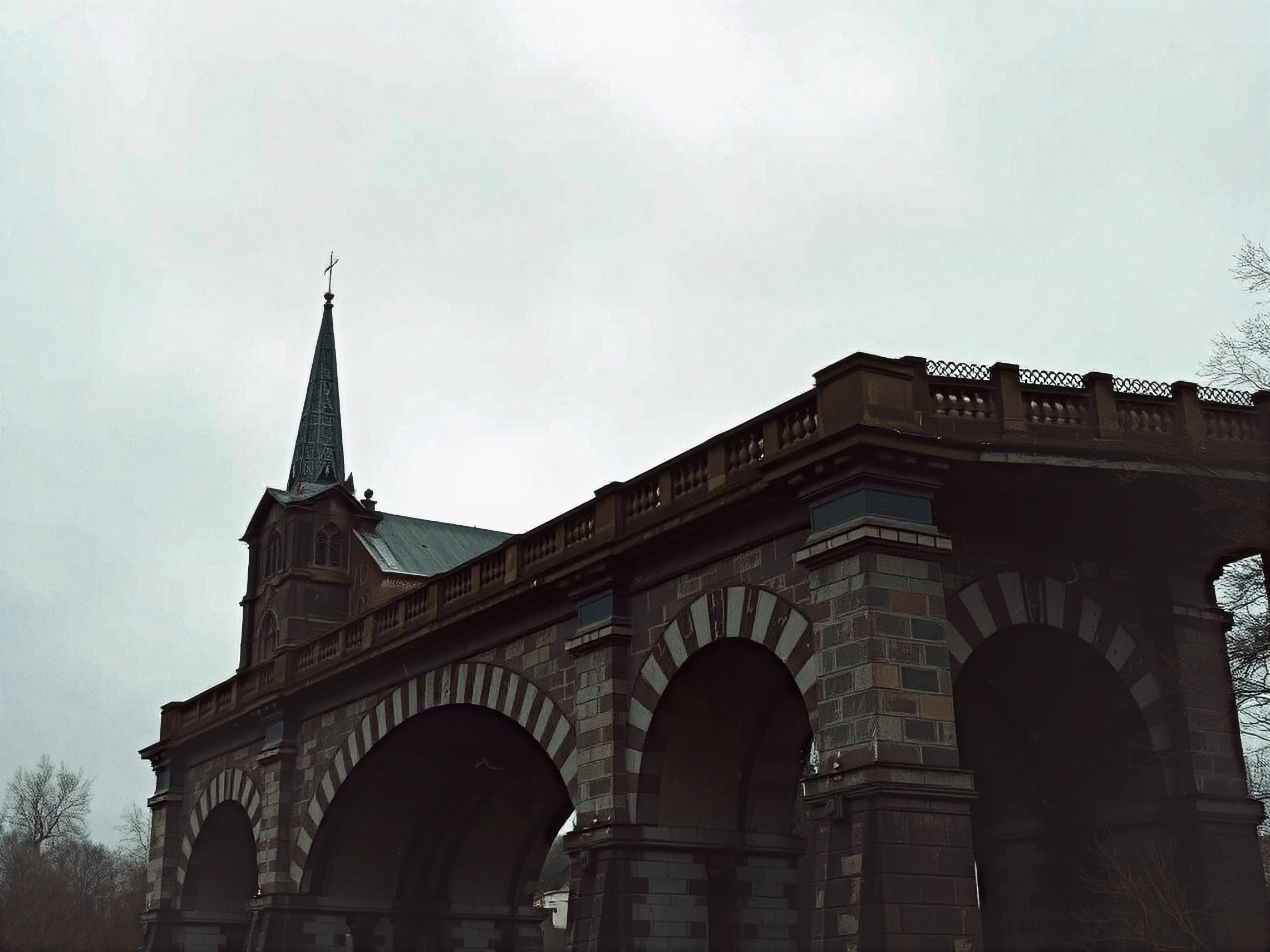 Victorian church and viaduct