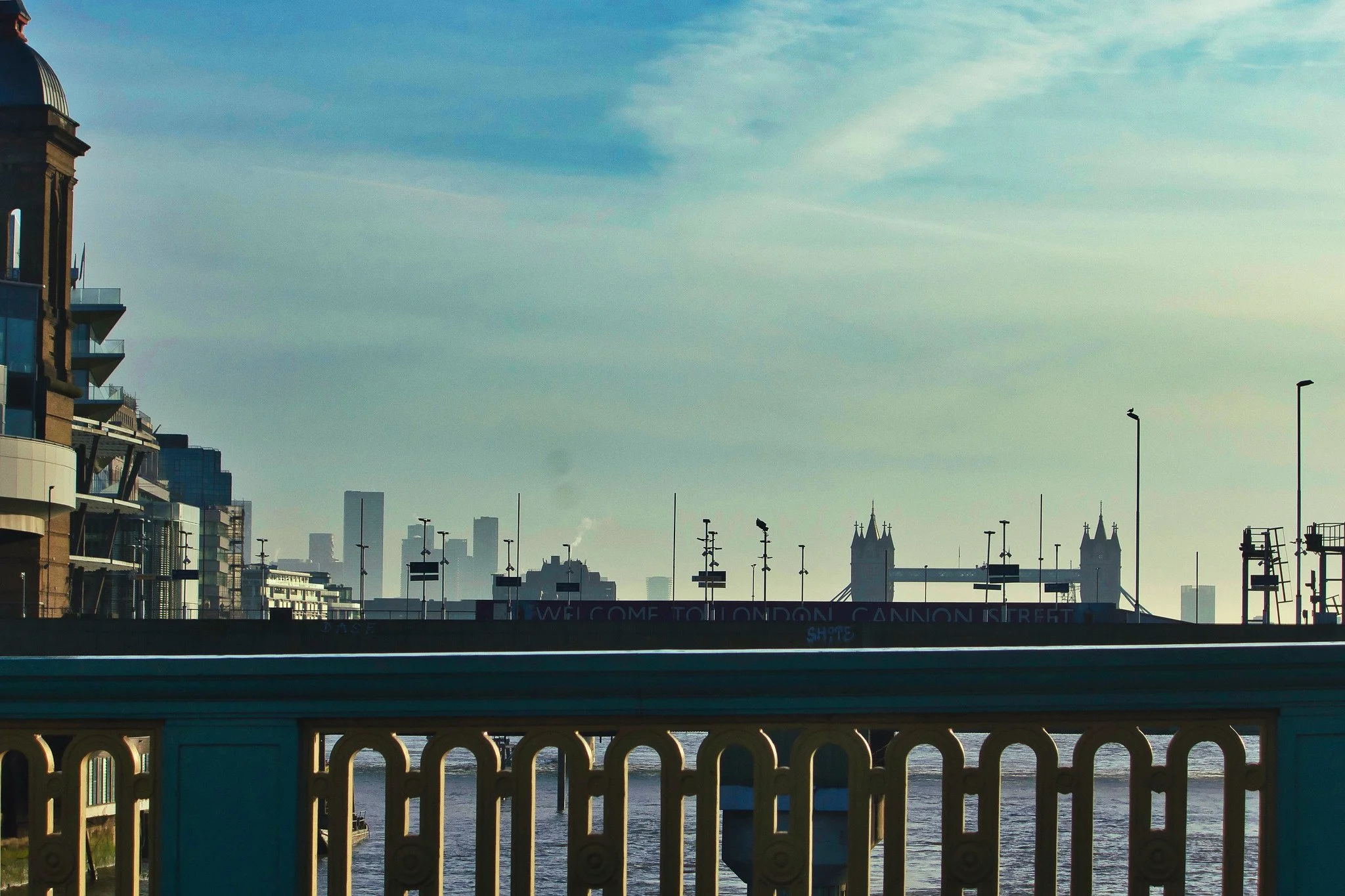 Looking along the river, towards Tower Bridge
