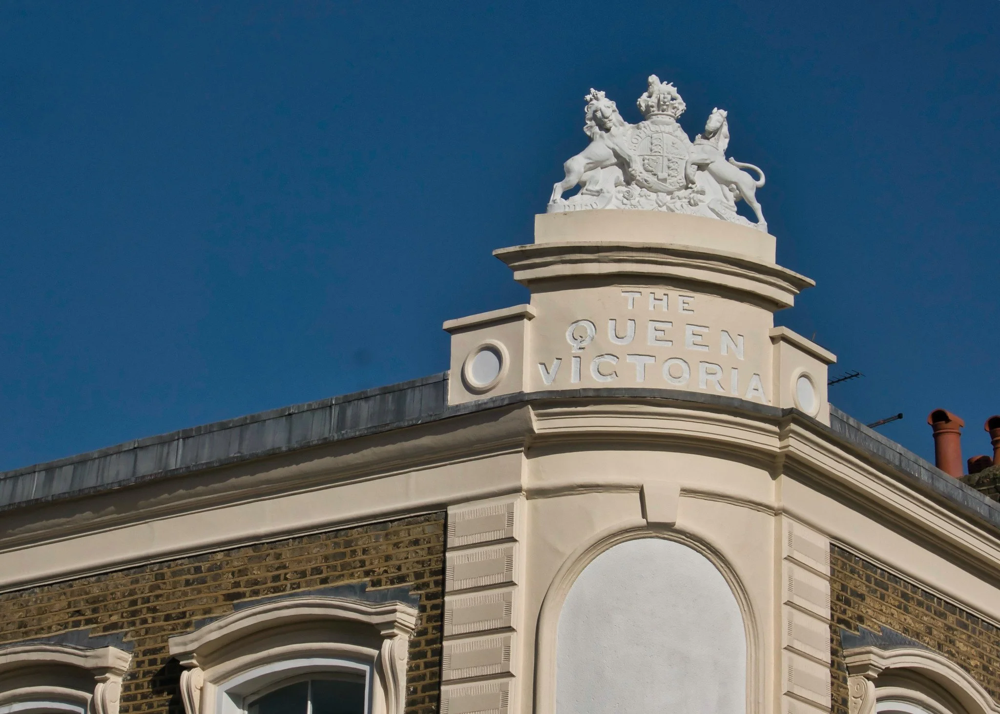 Detail of the old Queen Victoria Pub, Wellington Row