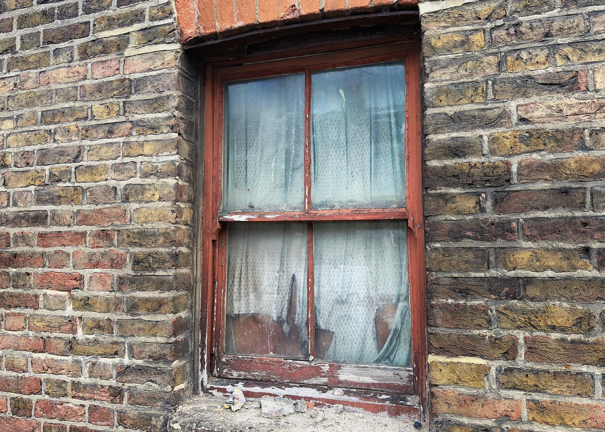 Untouched old sash window, Streatham