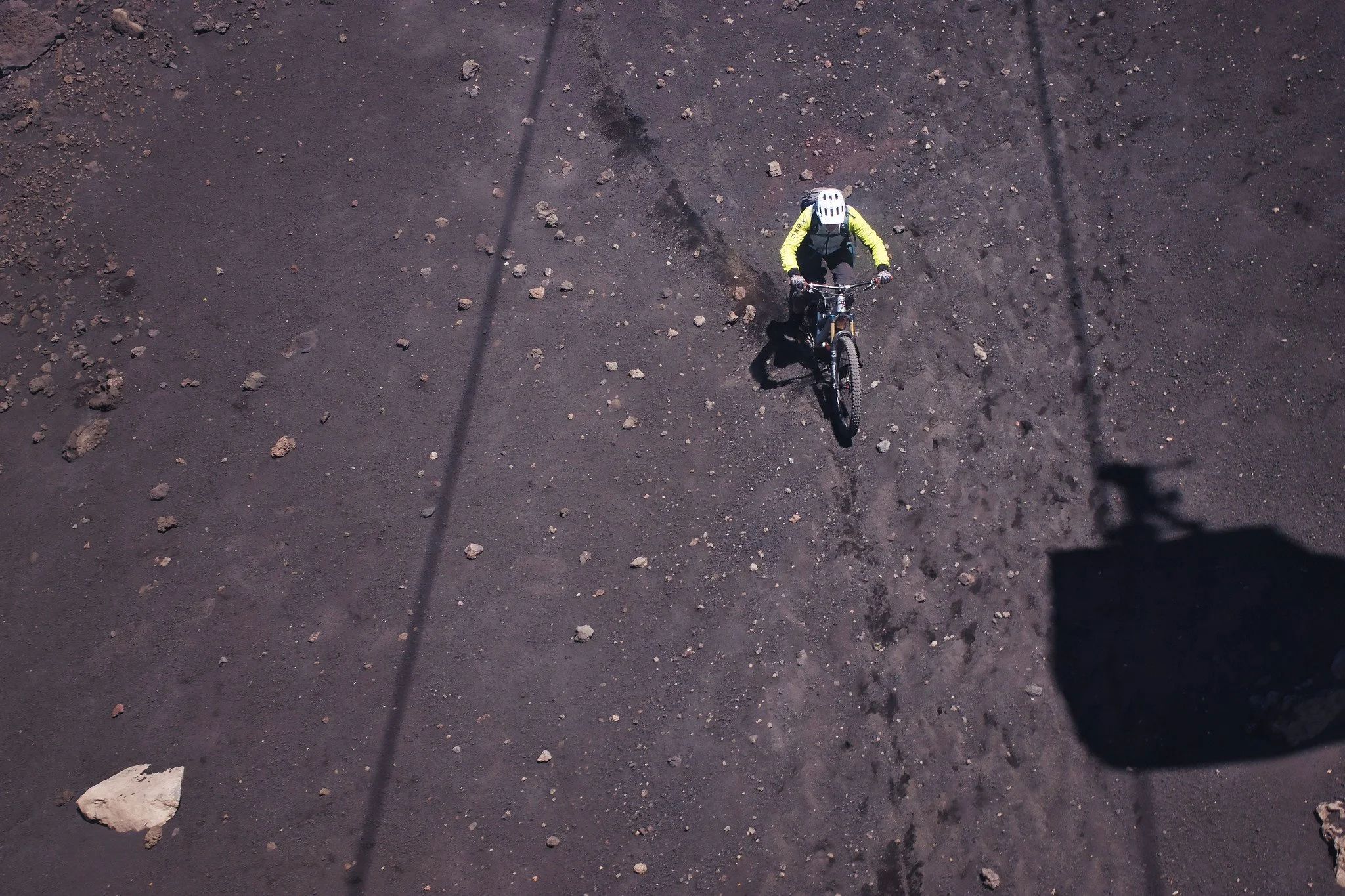 Biking down lava and ash