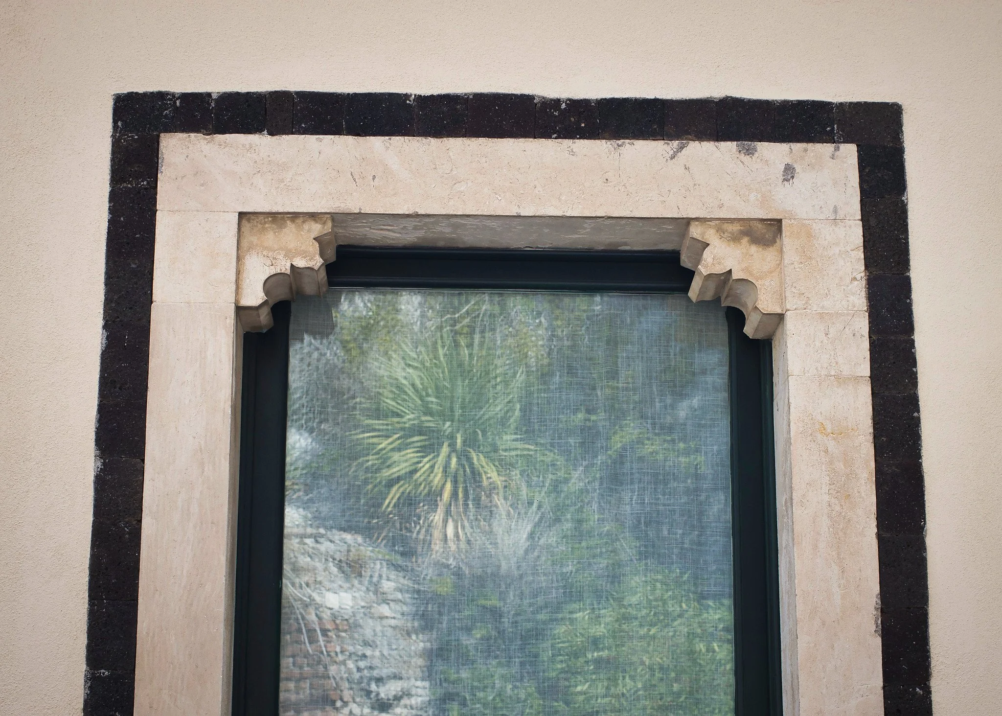 Delicate stone window frame