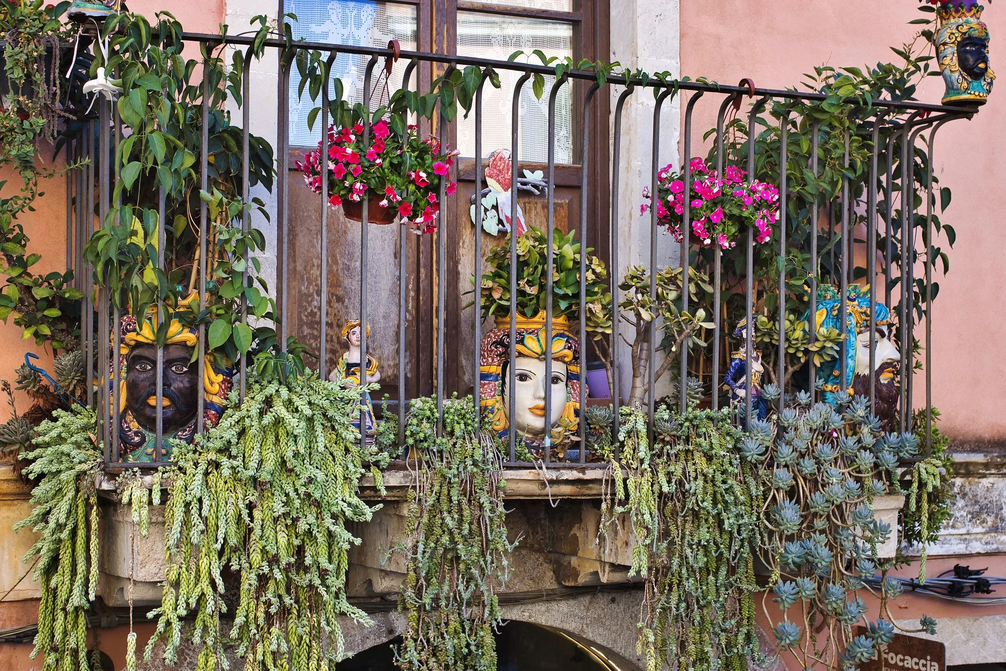 Teste di Moro on a balcony in Taormina, Sicily.