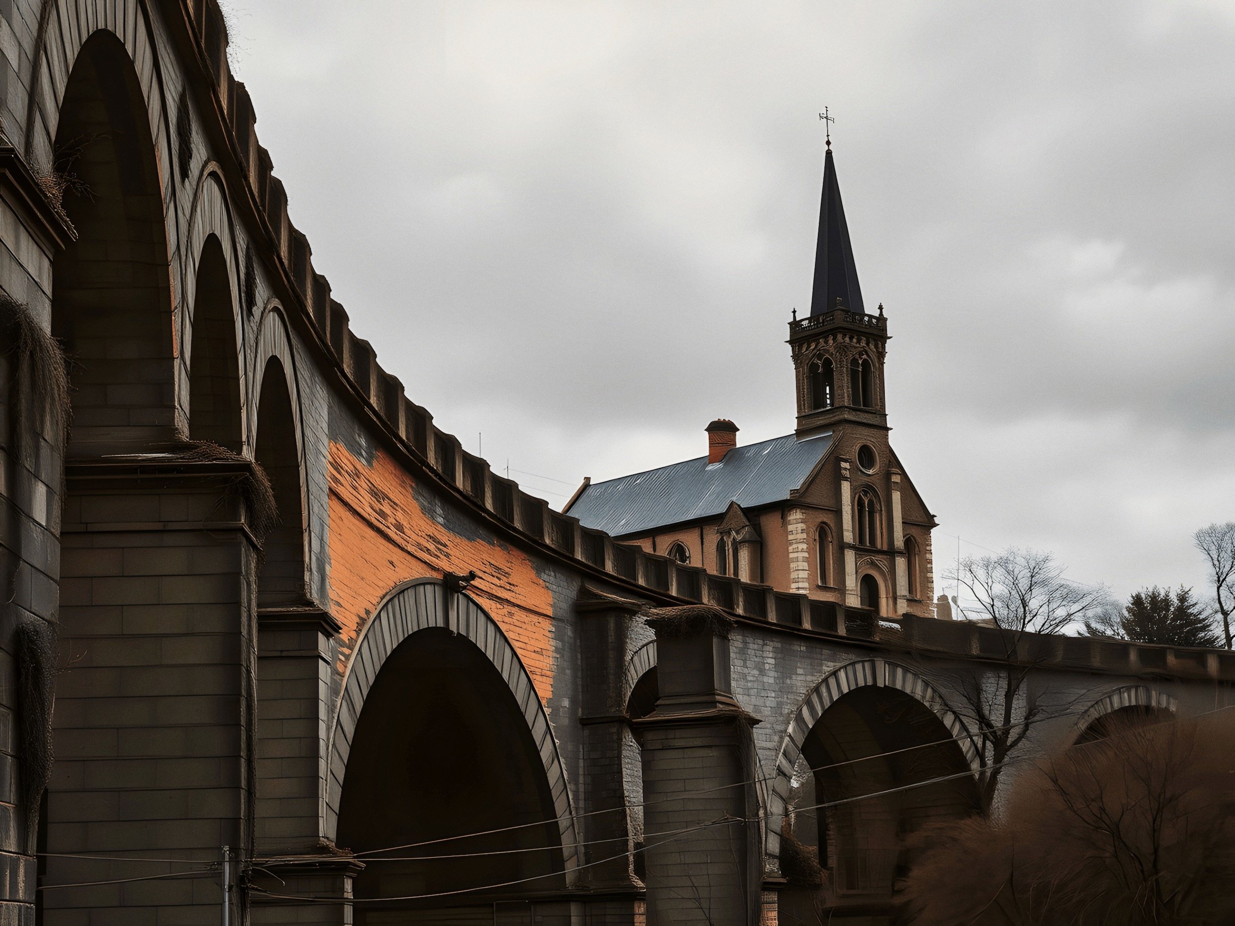 Church and Victorian viaduct