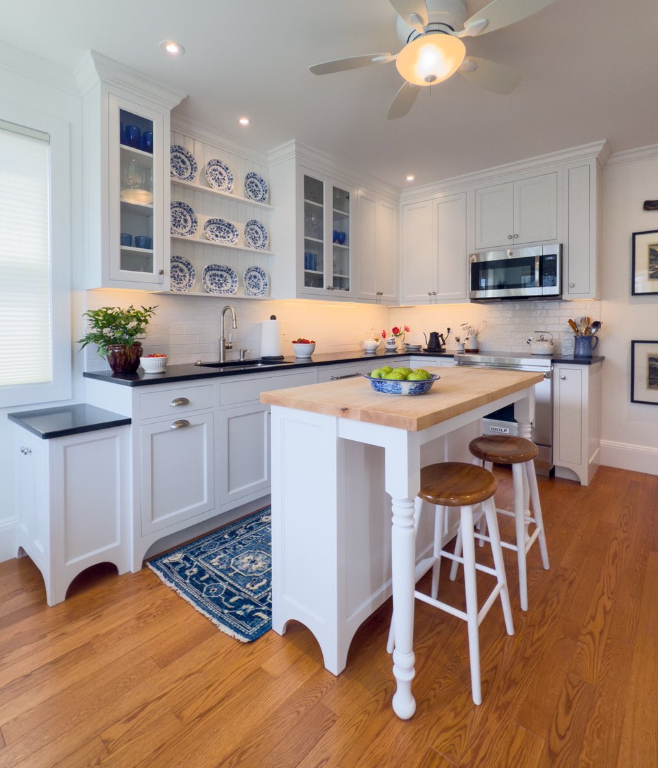 New kitchen with custom made cabinetry by local craftsman.