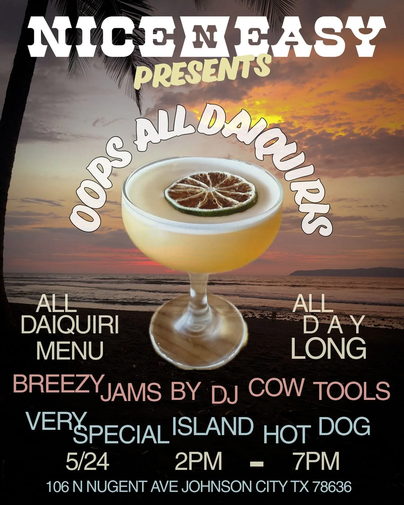 Oops, All Daiquiris!
.
.
Join us Sunday, May 24 (2PM - 7PM) for a deep exploration of one of our favorite cocktails of all time - THE DAIQUIRI. We will feature the classic version (Rum, Lime, Sugar), and a variety of iterations inspired by the kind o