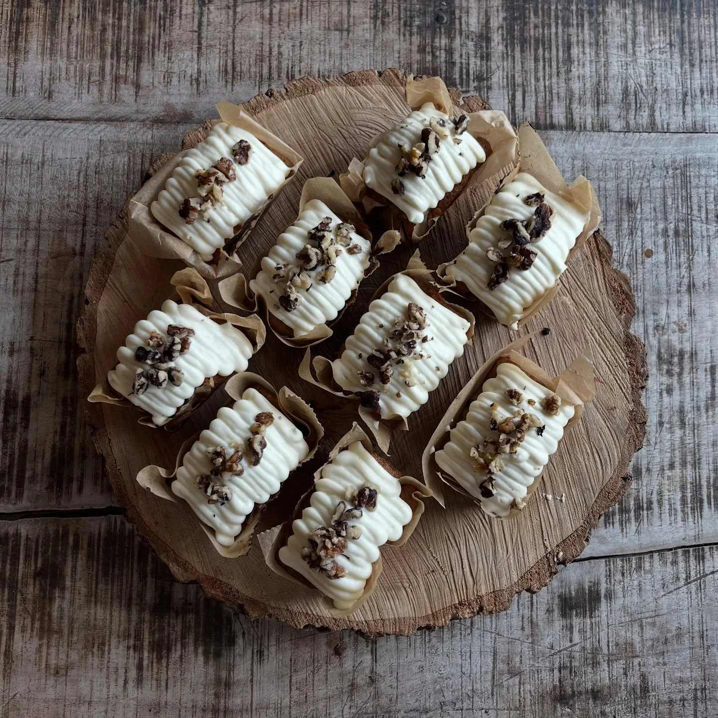 On the counter this morning &hellip; carrot + walnut mini loaves topped with cream cheese icing 🥕🤎
