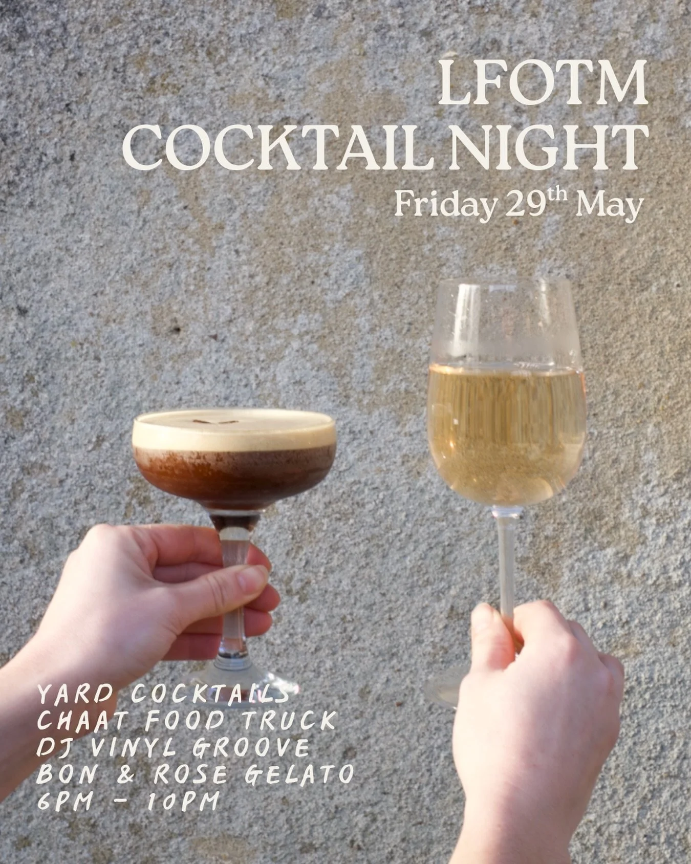 LAST FRIDAY OF THE MONTH COCKTAIL NIGHT 🍸

Join us this May on Friday 29th, 6&ndash;10pm. We&rsquo;ll have @chaat_foodtruck with us for the evening, along with @djvinylgroove spinning tunes throughout the night 🕺🪩

Expect a relaxed atmosphere, Yar