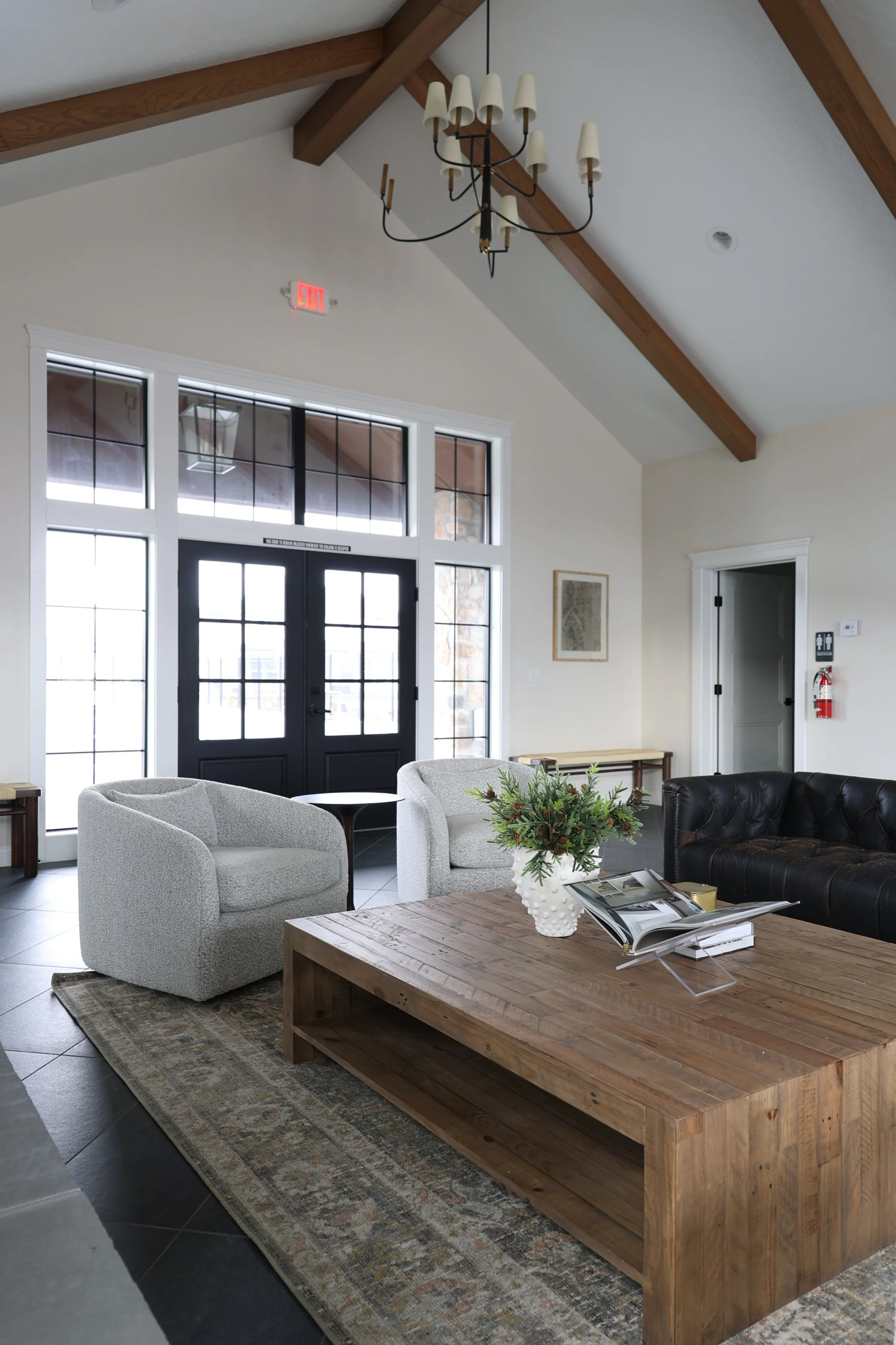  Exposed beams in a living room designed and installed by Liz Powell Design in Cache Valley Utah. Pick the right sheetrock for your home building a new house large remodel #LizPowellDesign #LizPowellInteriorDesign #BuildingaHome #dreamhome #interiord