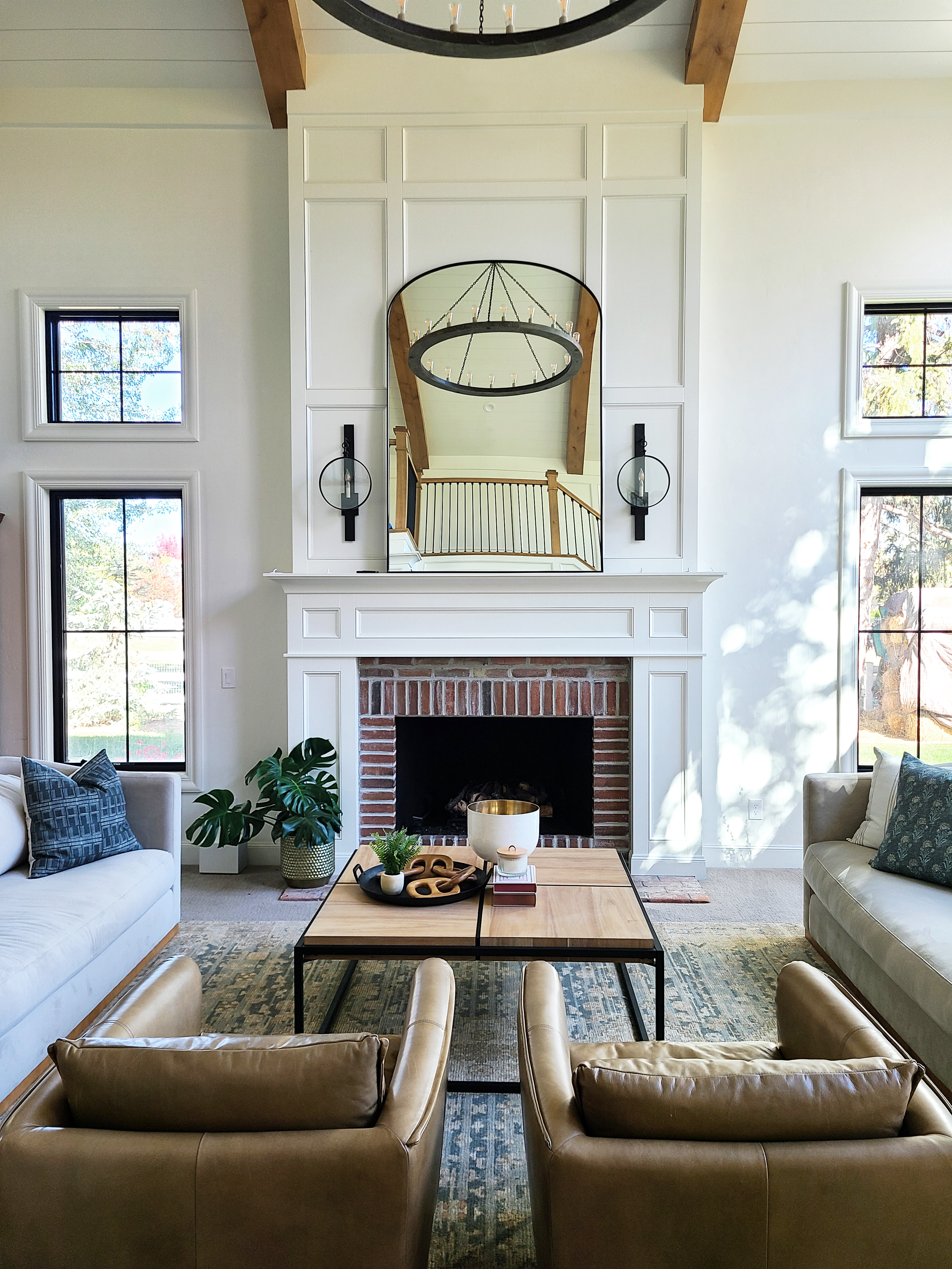How to choose interior flooring for my new house build ideas by Liz Powell Design. brick fireplace traditional living room #LizPowellDesign #InteriorDesignUtah #InteriorDesigner #buildingahome #flooring #dreamhome #interiors #traditionalinteriors #