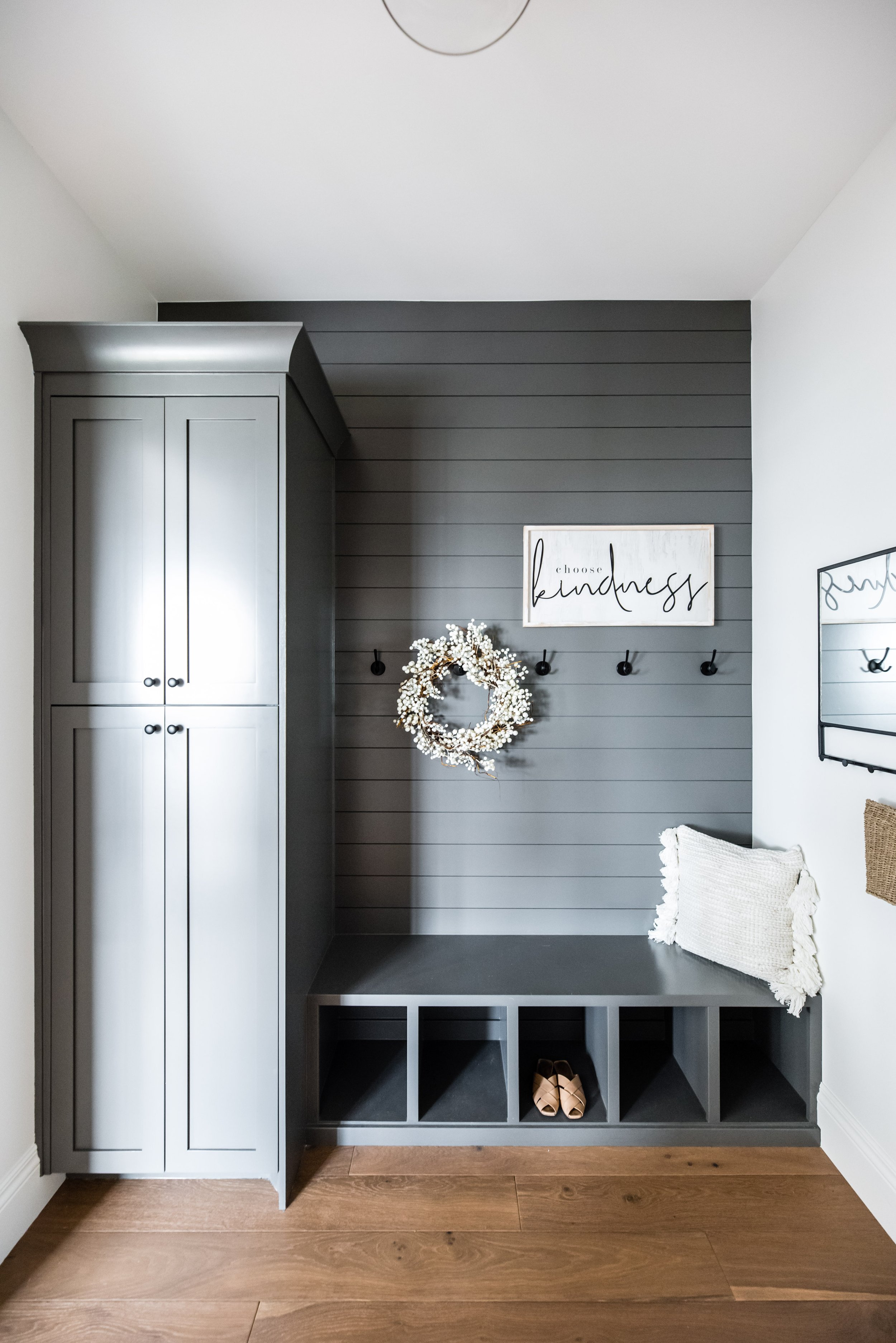  Building your dream home and at the cabinet choosing phase by Liz Powell Design in Northern Utah. Mudroom cabinets and customization garage nook #LizPowellDesign #InteriorDesignUtah #InteriorDesigner #buildingahome #cabinetry #dreamhome #interiors #