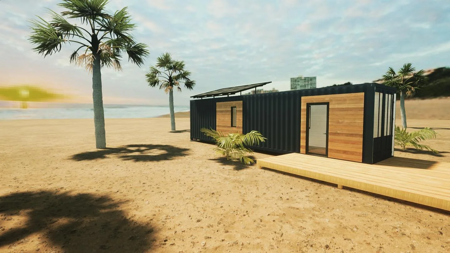 Dreaming of warmer weather and this mock up of one of our units! ☀️🌴🏝
&bull;
&bull; 
&bull;
 #tinyhomes #shippingcontainers #shippingcontainerhome #optimusliving #travel #living #tinyhouserentals #charlottenc #discoverclt #northcarolina