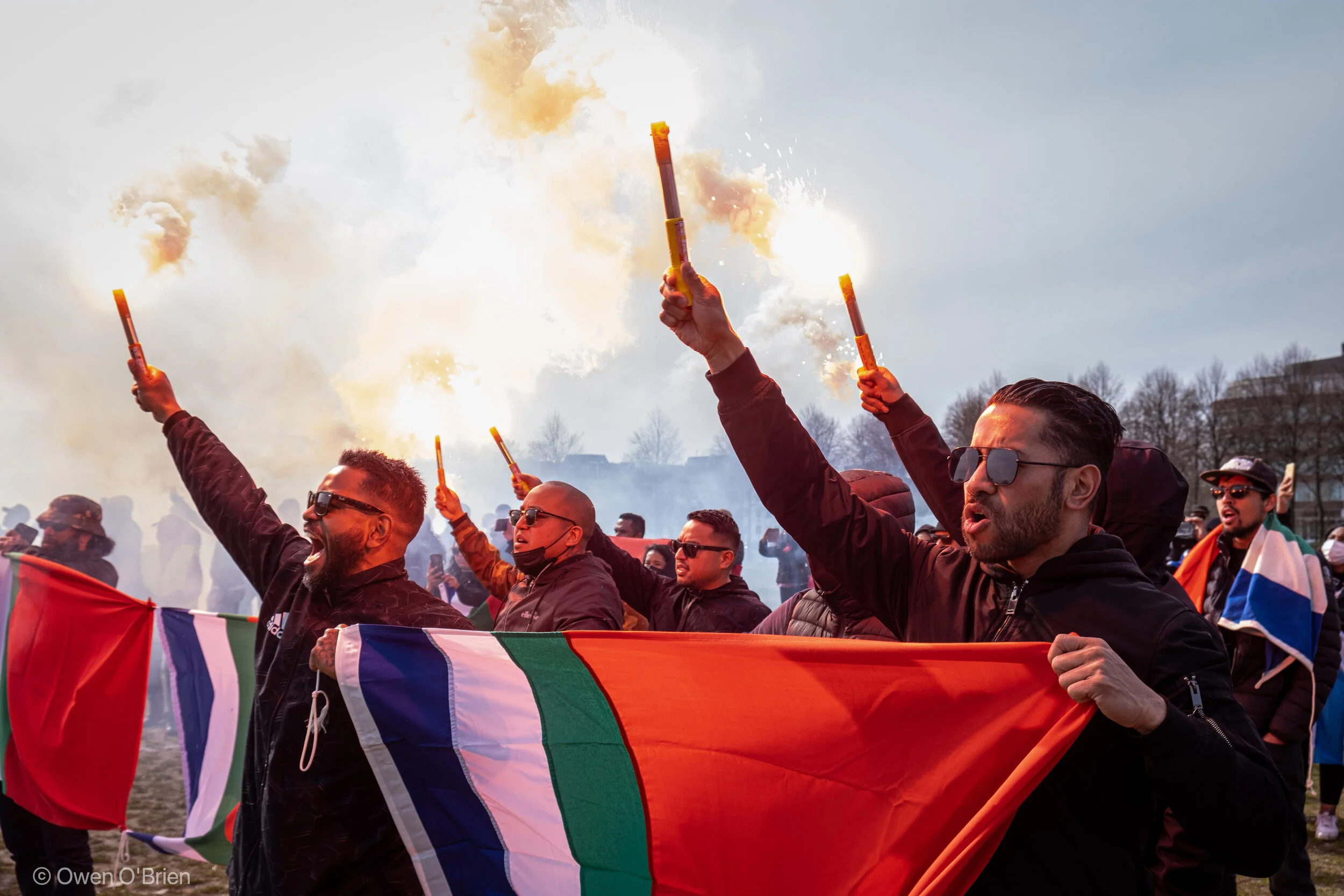 Een manifestatie van de Molukse gemeenschap op het Malieveld in Den Haag (24-04-2021).