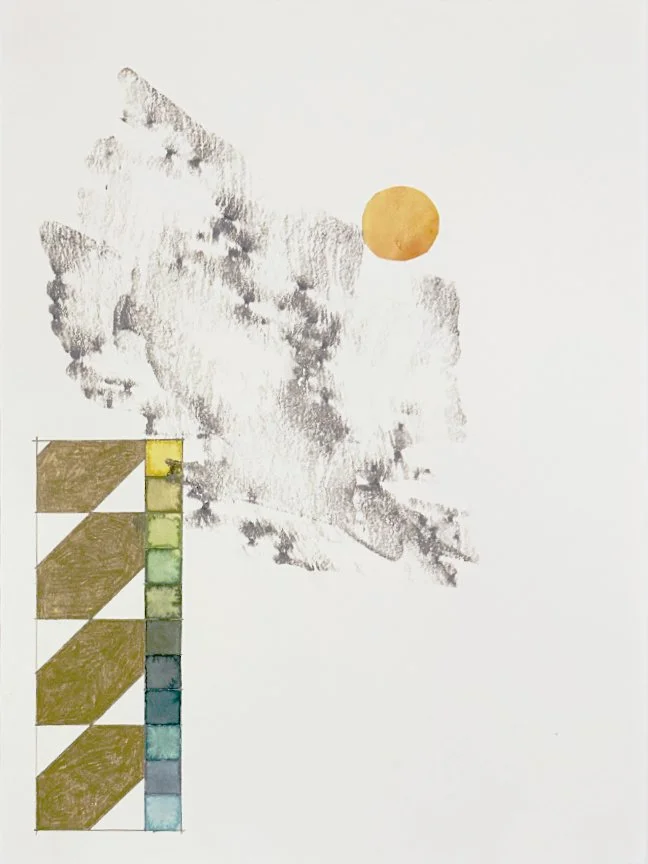 41.83095º N, 97.07012º W (concrete), graphite, colored pencil, watercolor, acrylic, and watercolor on paper, 12 x 9 in, 2026