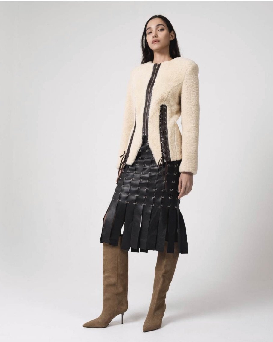 ✨ @katehundley &lsquo;s Fall | Winter Collection serves as a protective edge against the storms in the world, sheltering a softer, more vulnerable layer beneath. Fortifying leathers are balanced by fluid silks with a relaxed, vulnerable sensibility. 