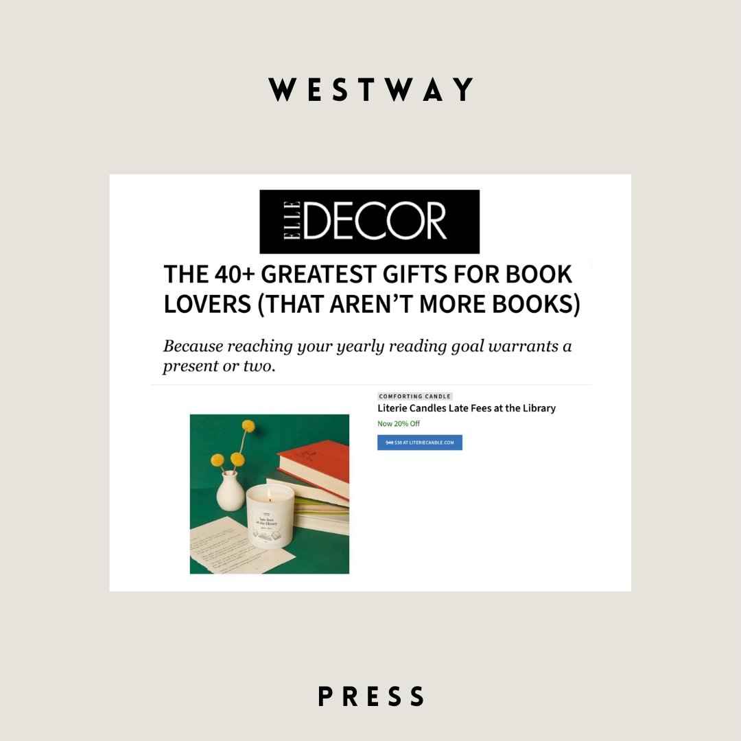 Thanks @elledecor for featuring @literiecandle in Top Gifts for Book Lovers 📚