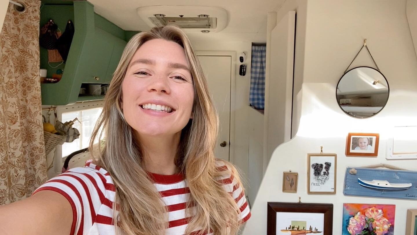 Snapshot from my RV kitchen tour video on YouTube. Damn I missed talking: design, decor, and DIY reno. It lights me up in a rare and special way. I also realized how much easier I found it to film this video&mdash;probably because of it. Linked it in