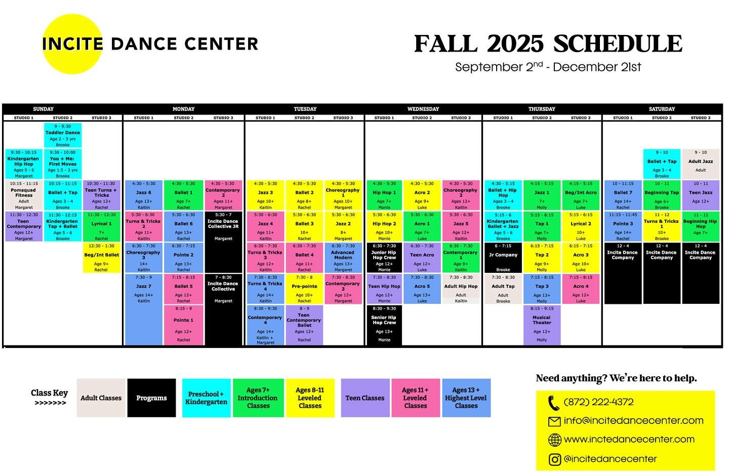 We&rsquo;re so excited to announce the Fall 2025 schedule! 👏

🙂 REGISTRATION IS OPEN NOW ON THE PORTAL! 🙃

We have new classes, new levels, and a new program! Sign up for class and secure your spot! ✨

#fall #abetterdanceworld #incitedancecenter #