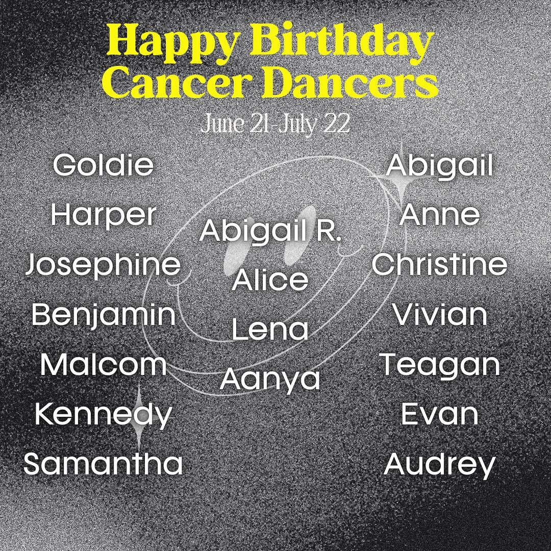 Happy Birthday to our Cancer dancers! ♋️🎂

We love having these nurturing, imaginative, and empathetic dancers at Incite! 🎉🥳🦀

#cancer #cancerseason #abetterdanceworld #incitedancecenter #alldance #dancersofinstagram #skokie #danceeducation #yout