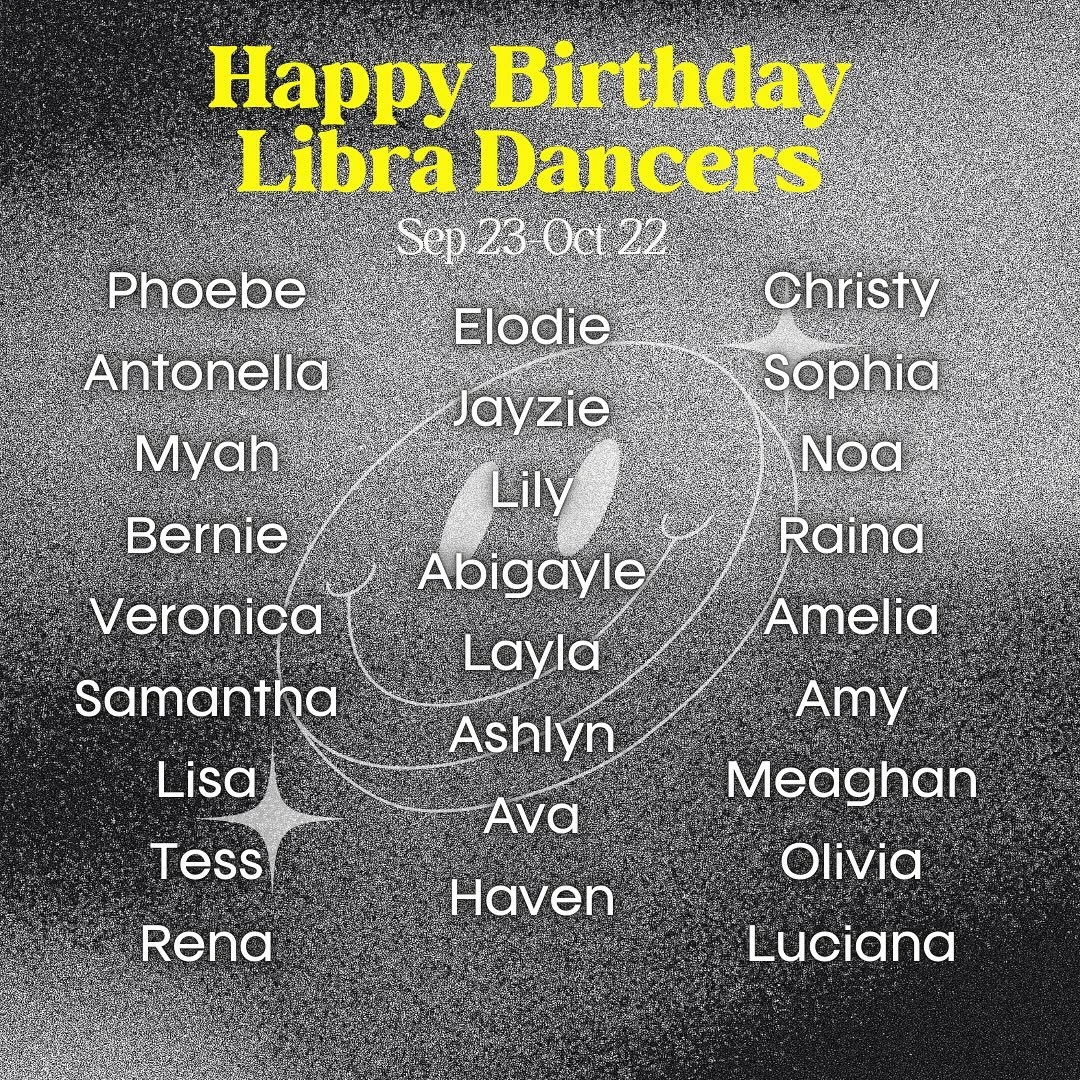 Happy Birthday to our Libra dancers! βοΈπ
We love having these intellectual, artistic, and driven dancers at Incite! πβ¨βοΈ
#libra #libraseasonβοΈ #abetterdanceworld #incitedancecenter #alldance #dancersofinstagram #skokie #danceeducation #youthempow