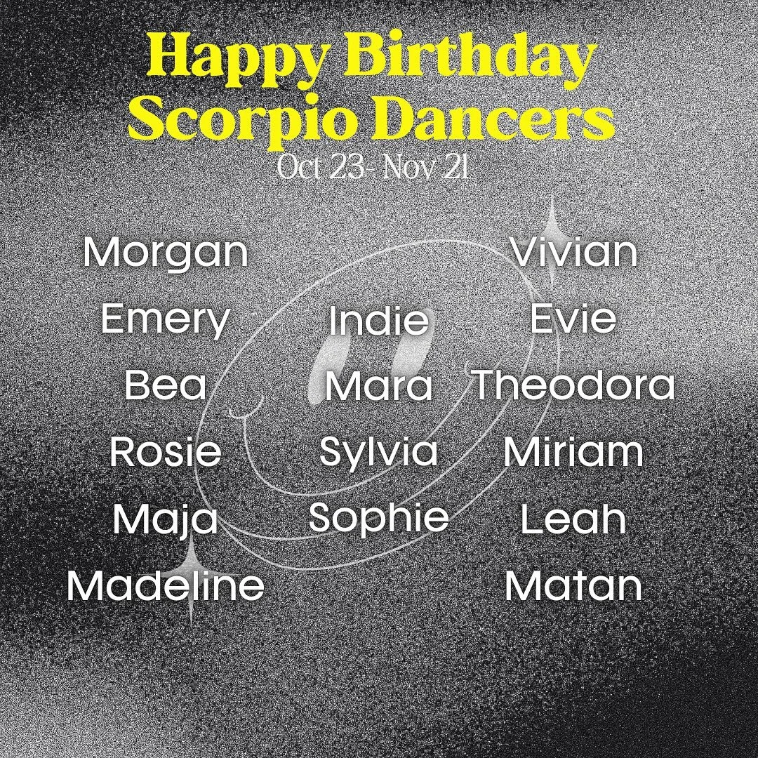 Happy birthday to all of our Scorpio dancers! βοΈπ
We love having these passionate, determined, and intuitive dancers at Incite!! ππ₯³β¨
#scorpioseason #scorpiodancer #abetterdanceworld #incitedancecenter #alldance #dancersofinstagram #skokie #dance
