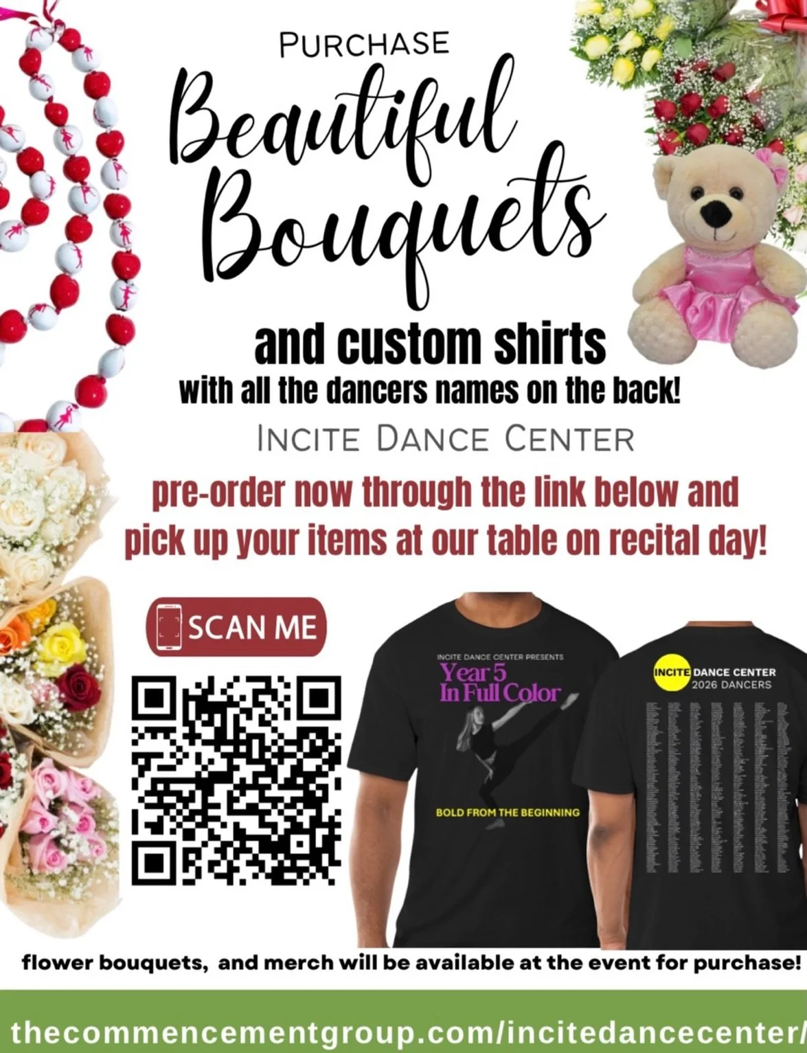 Make the recital day extra special! 
Link in bio for recital flowers + T-shirts 💐

***each tshirt has all the dancers names on the back! 
***limited amount to purchase at the show so definitely preorder!