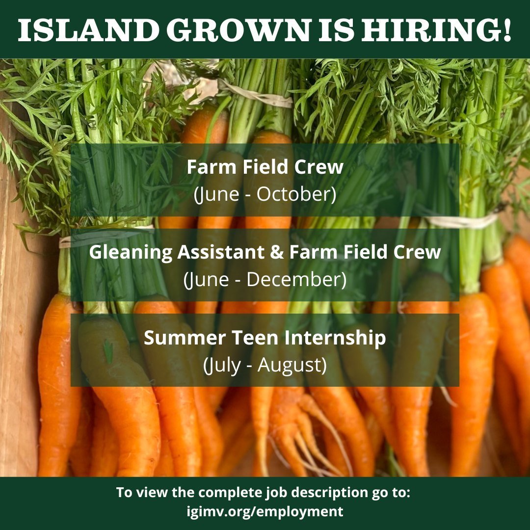 🌟 Join Our Team! 🌟 ⁠
⁠
We're seeking enthusiastic individuals who share our vision to build a regenerative and equitable food system with the Martha&rsquo;s Vineyard community.⁠
⁠
Check out our website via the link in our bio for more details on av