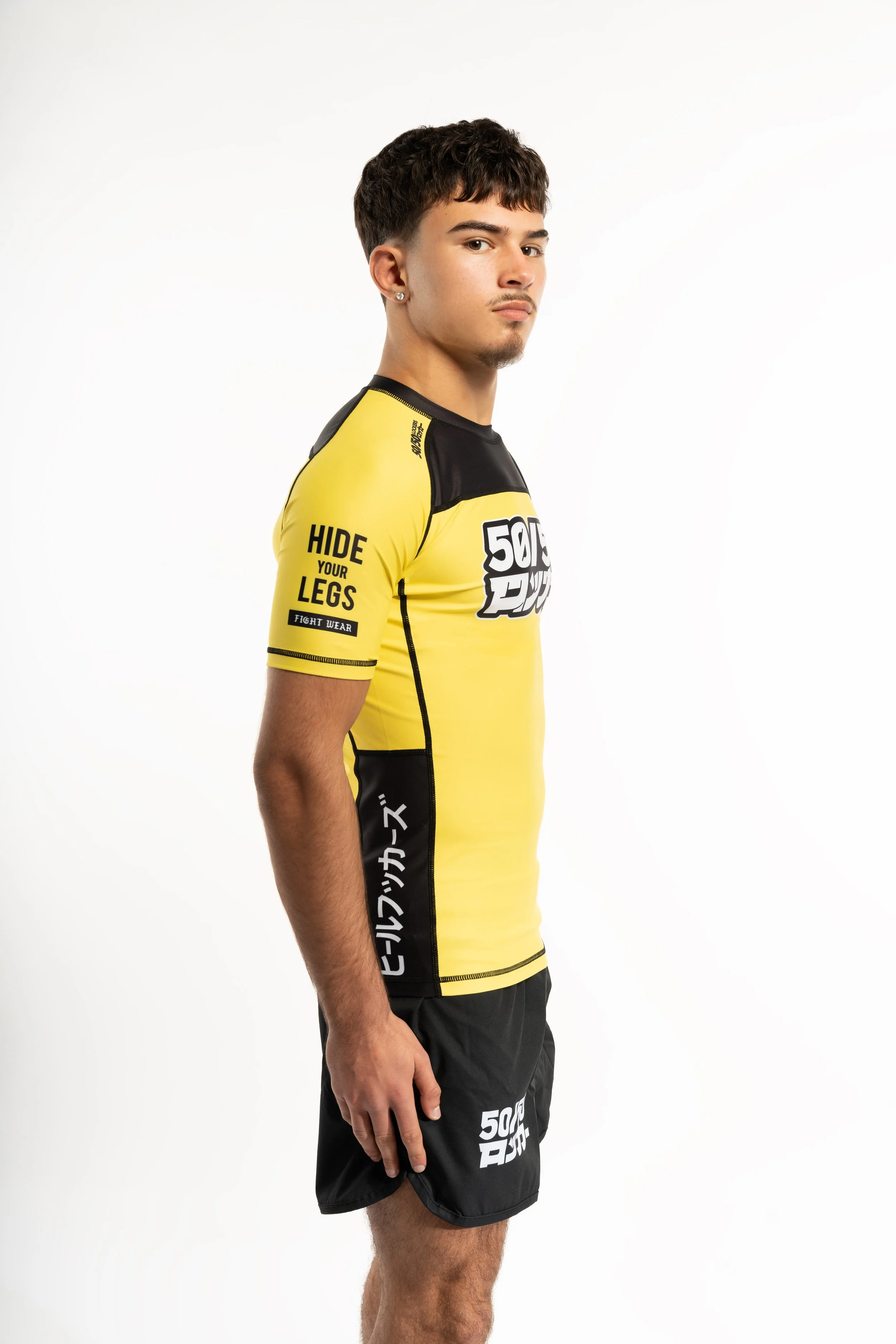 Yellow Hide Your Legs 50 rash guard