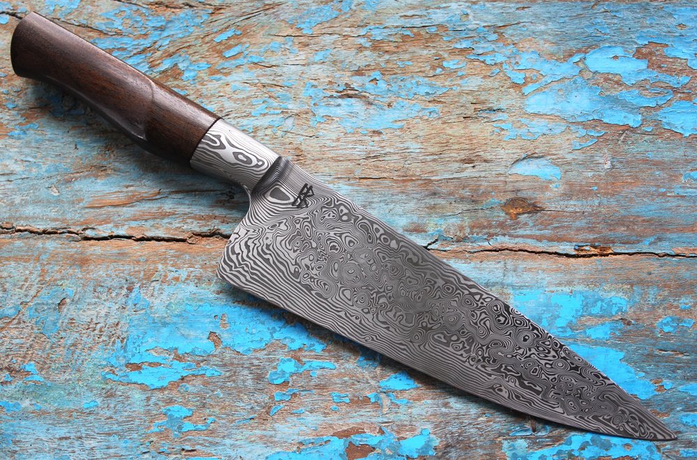 Integral Damasteel chef's knife, walnut handle
