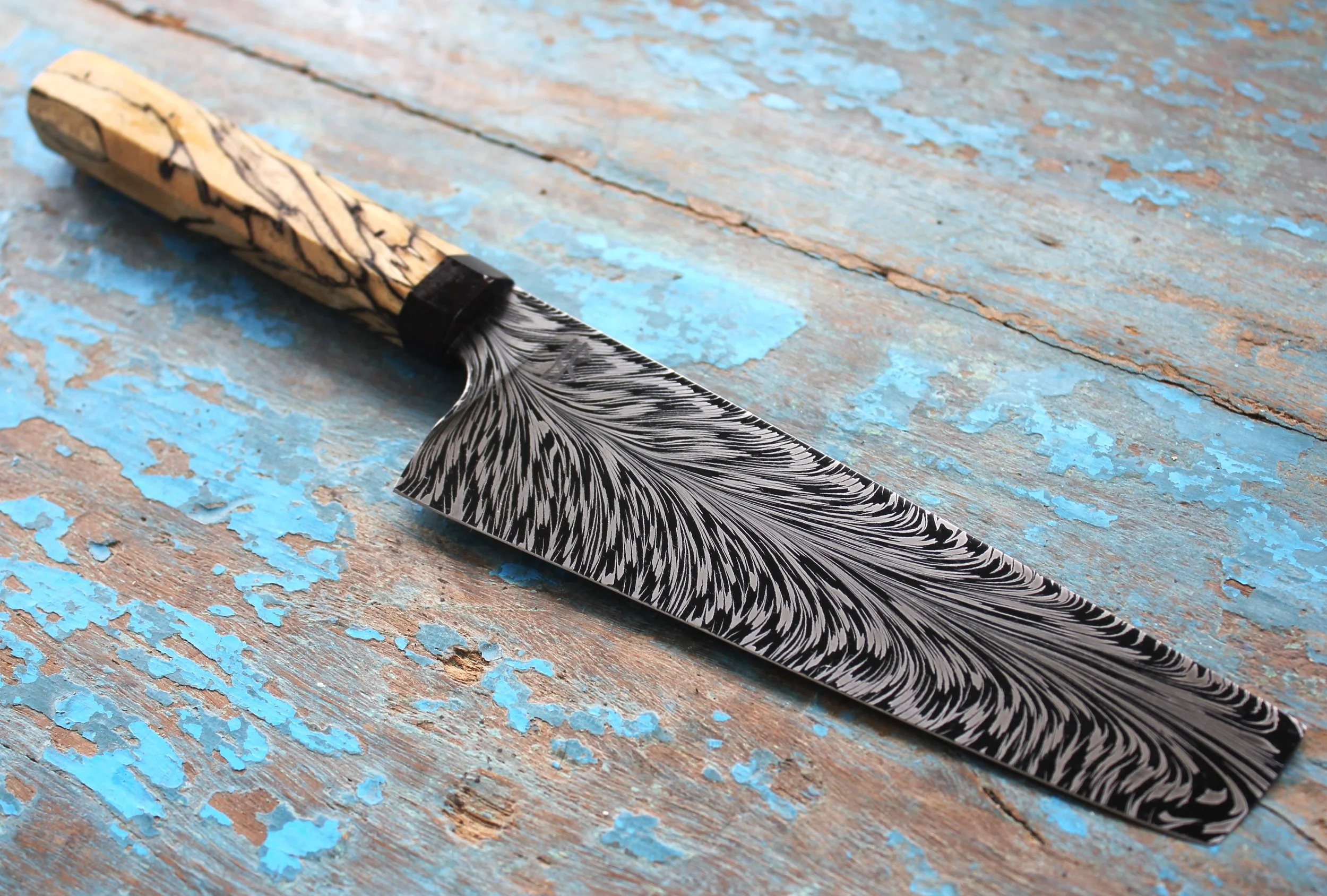 Feather Damascus Nakiri, tamarind handle