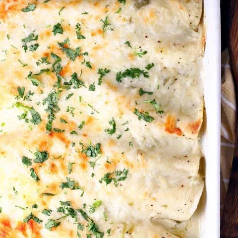 White Chicken Chili Enchiladas